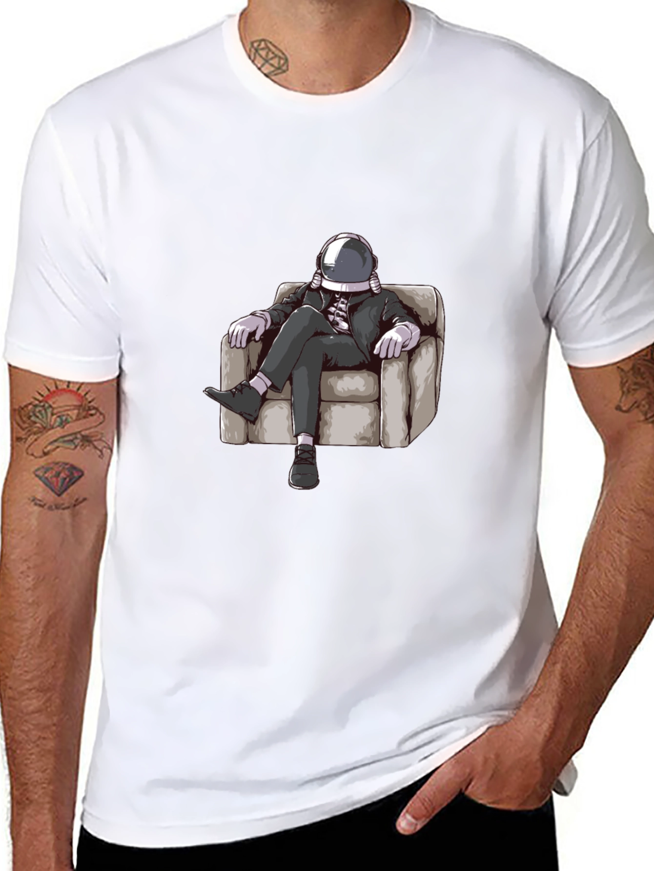 Astronaut Lounging T-Shirt - Relaxed Space Style