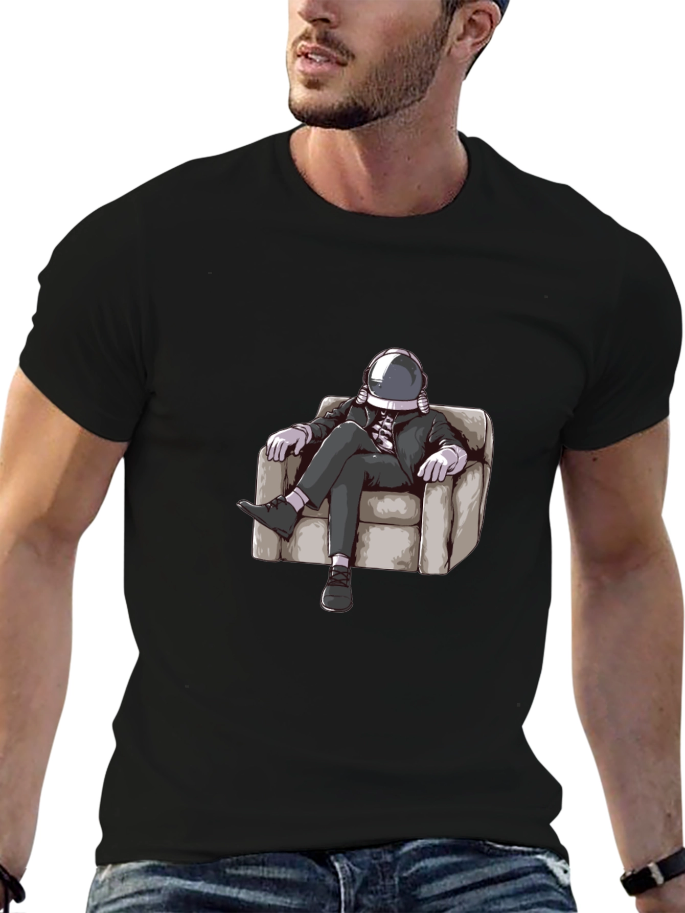 Astronaut Lounging T-Shirt - Relaxed Space Style