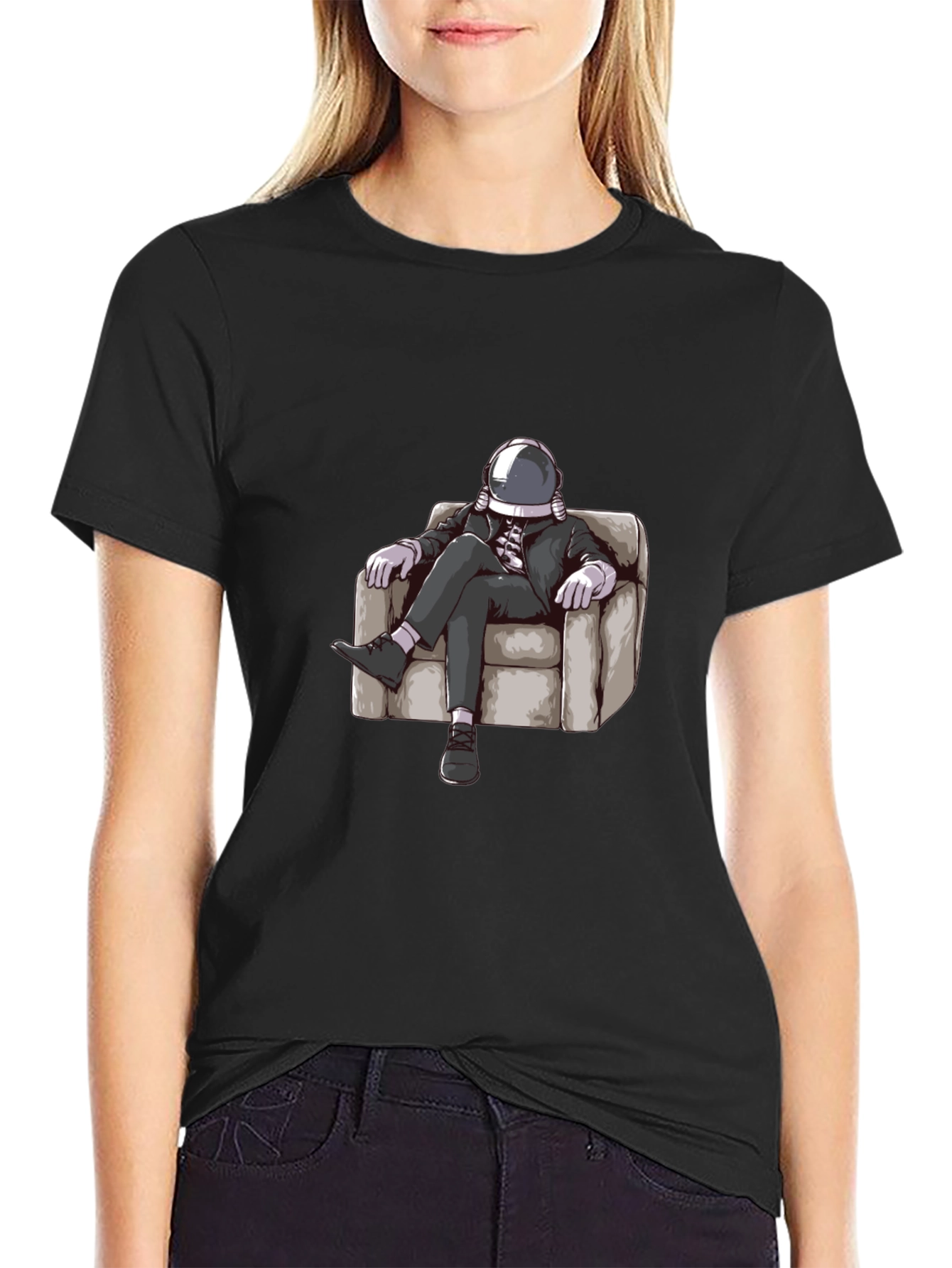 Astronaut Lounging T-Shirt - Relaxed Space Style