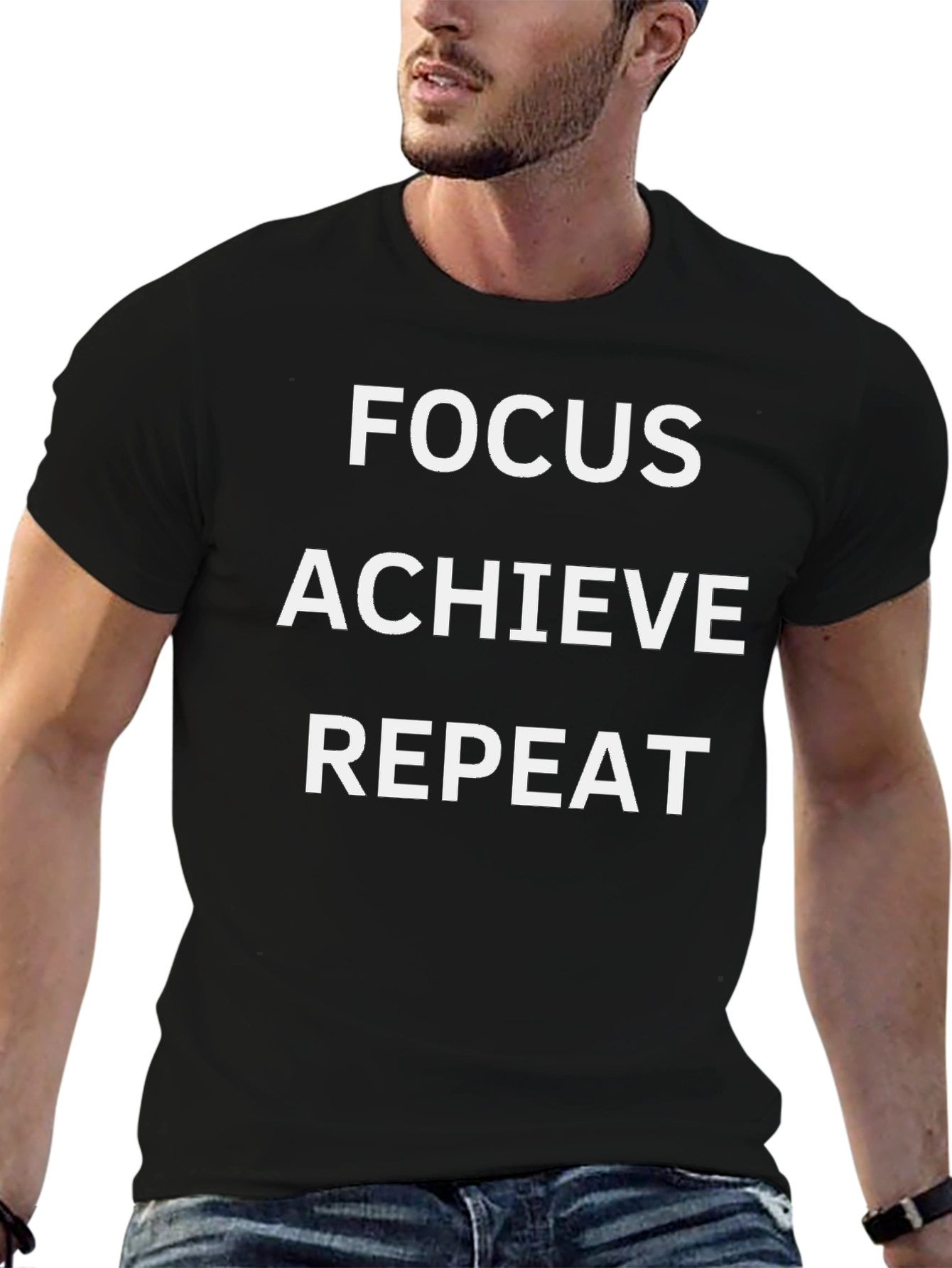 Focus Achieve Repeat Graphic Tee - Black