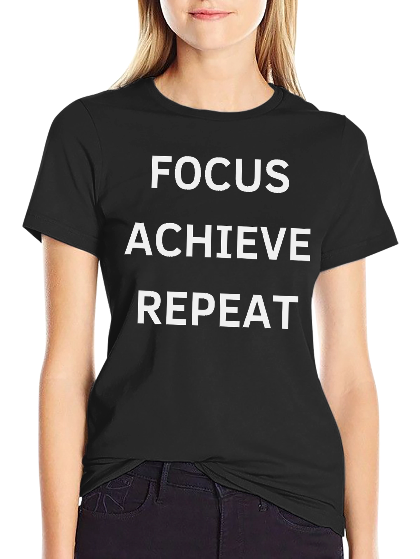Focus Achieve Repeat Graphic Tee - Black