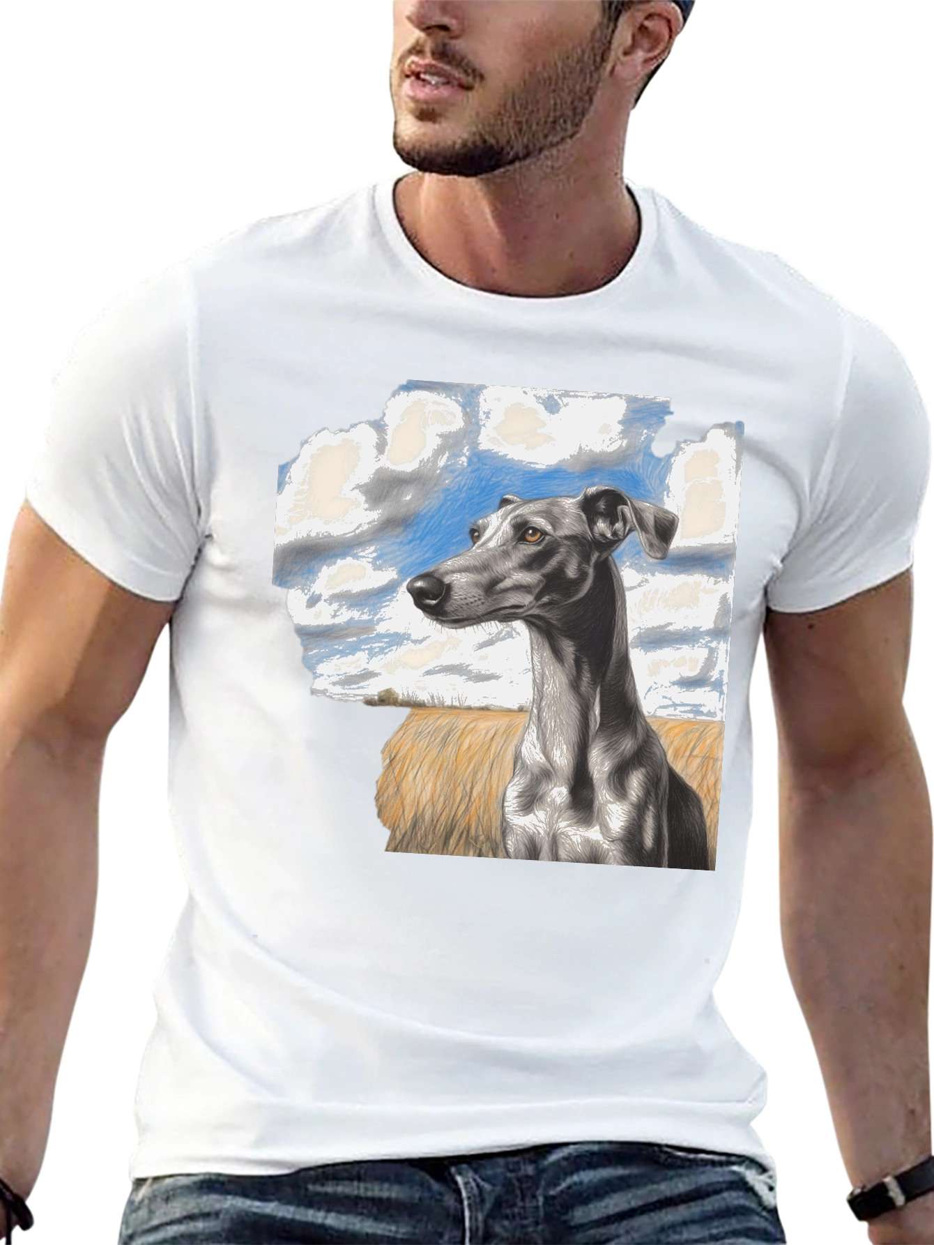 Greyhound Dog Graphic Print Tee - Stylish Casual Wear