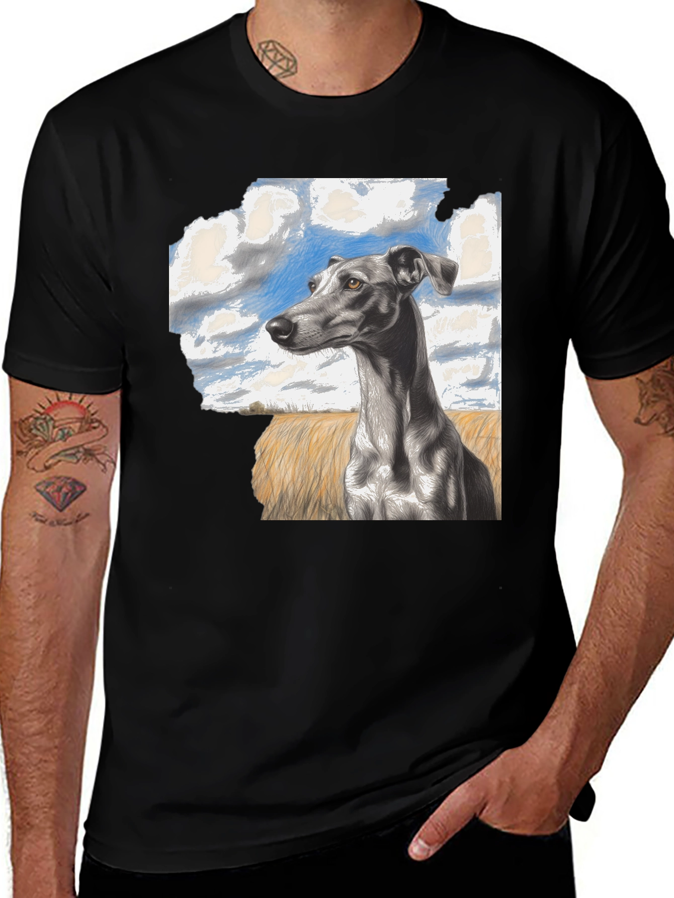 Greyhound Dog Graphic Print Tee - Stylish Casual Wear