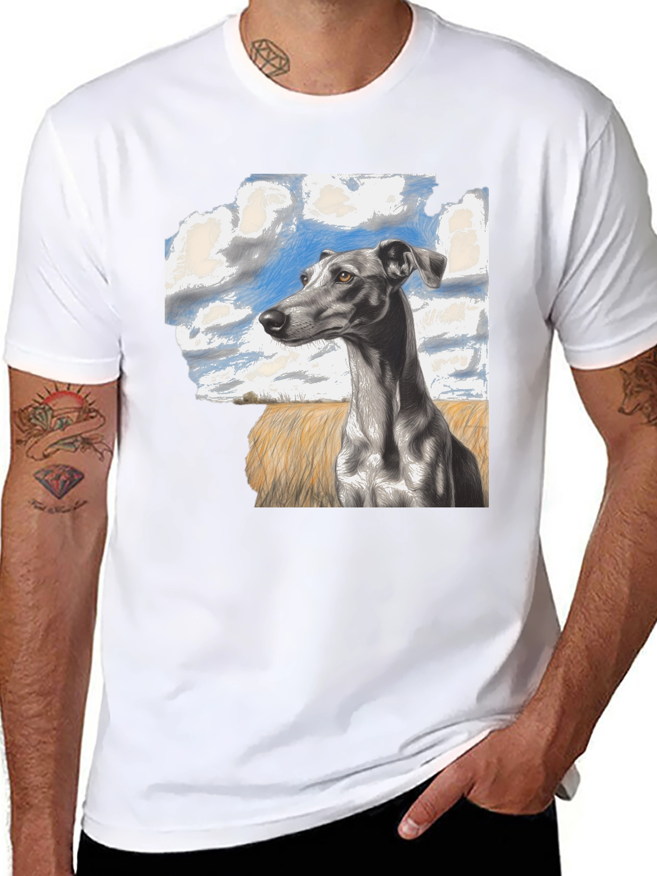 Greyhound Dog Graphic Print Tee - Stylish Casual Wear