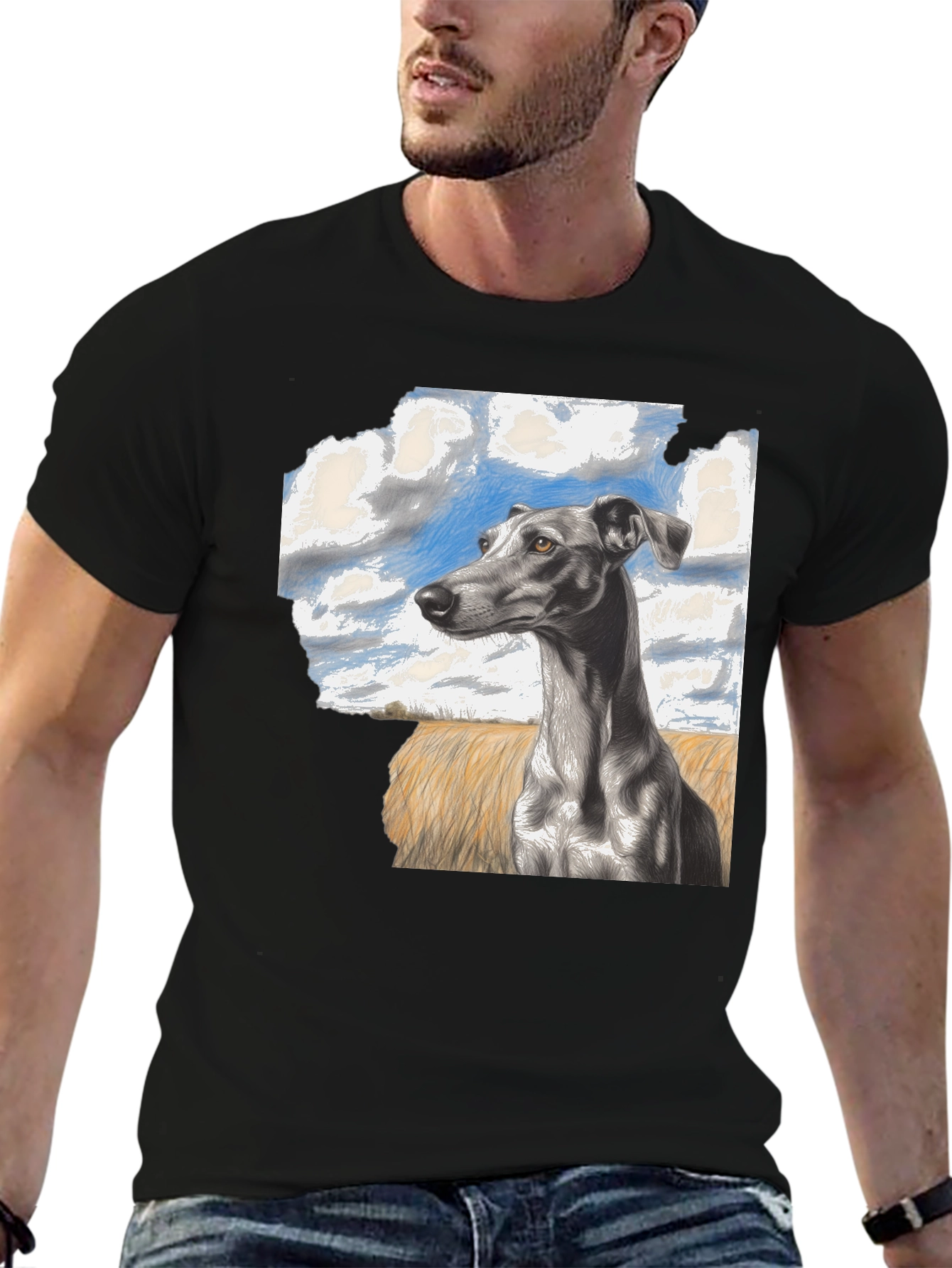 Greyhound Dog Graphic Print Tee - Stylish Casual Wear