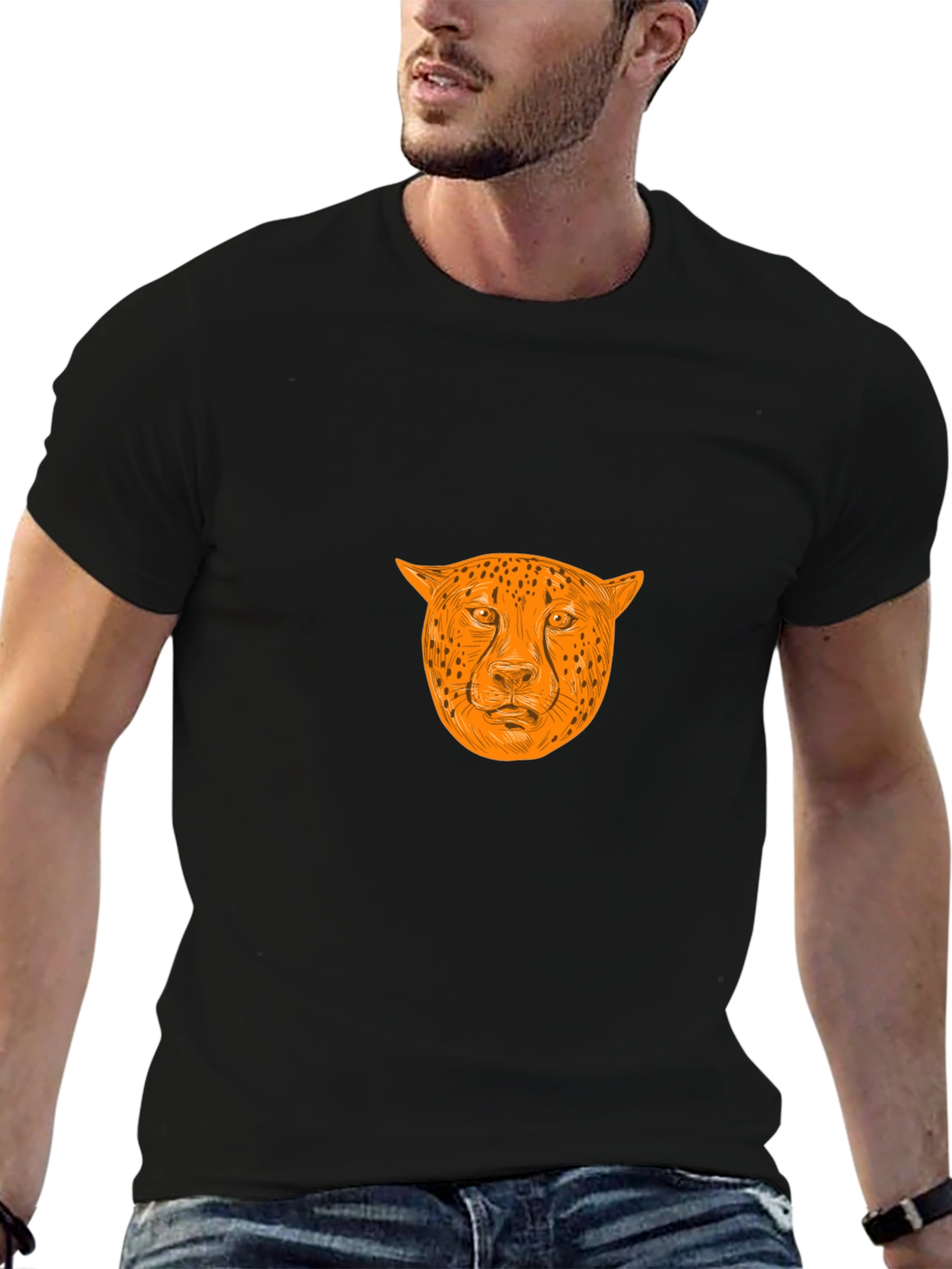 Bold Cheetah Graphic Tee - Black