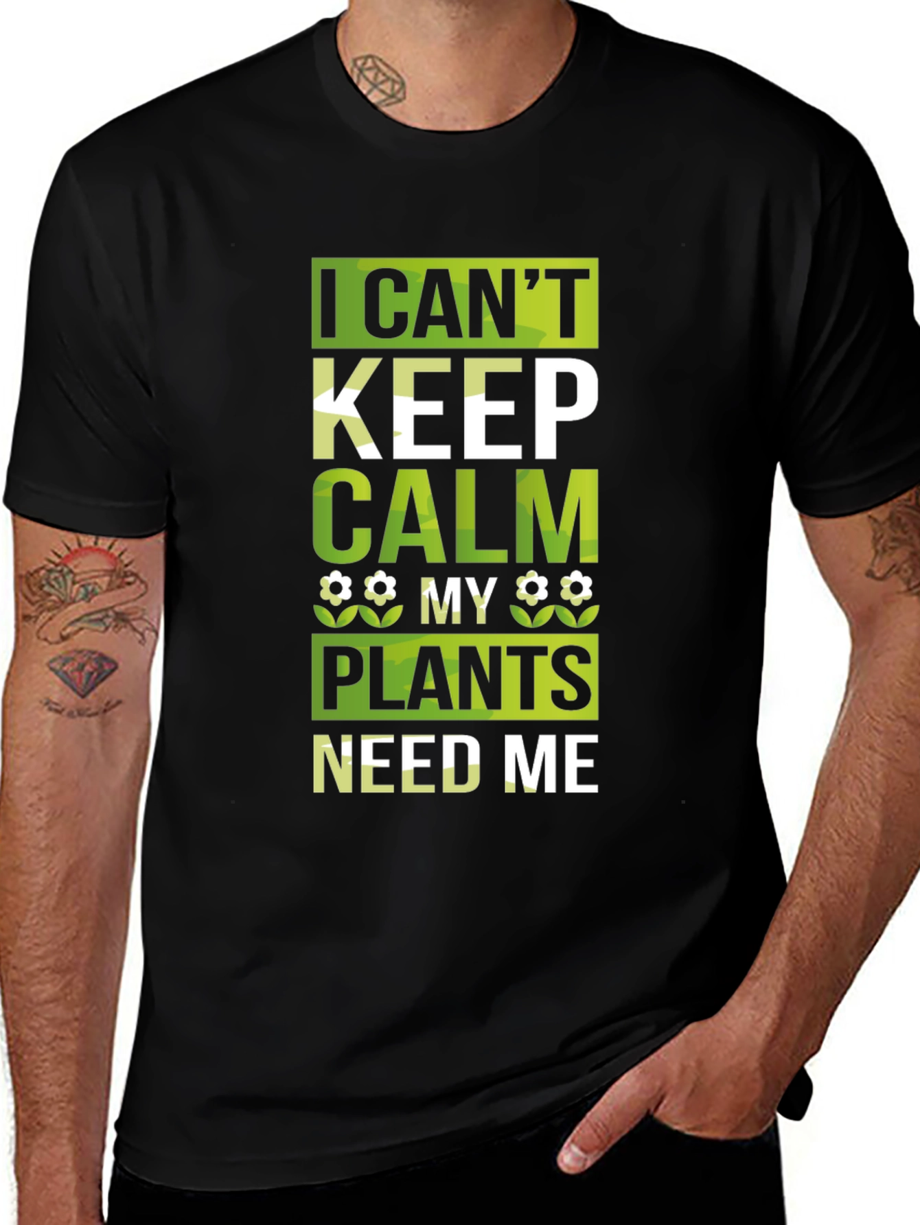 I Cant Keep Calm Plants Need Me Black T-Shirt