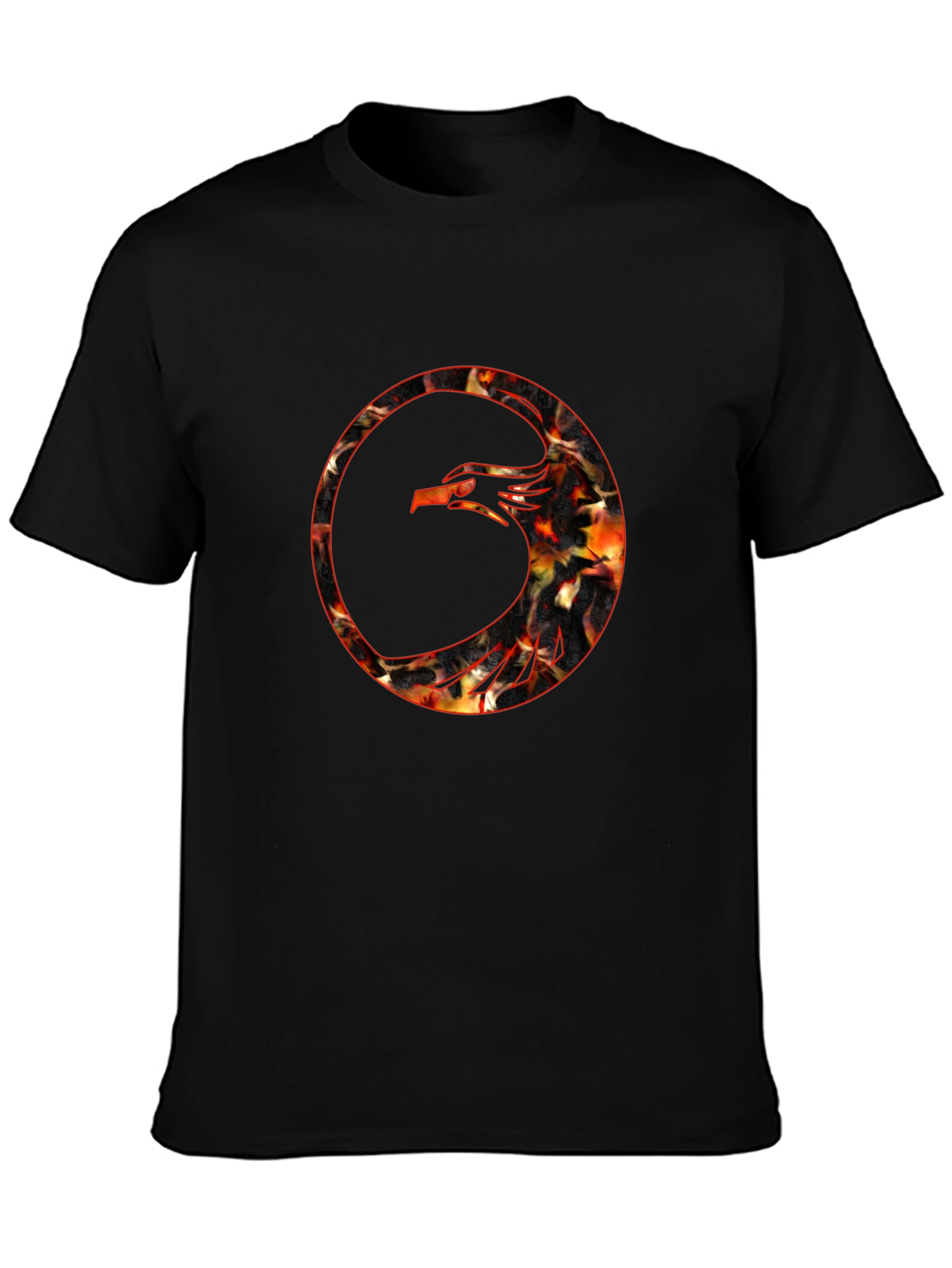 Phoenix Firebird Graphic Print Crewneck T-Shirt