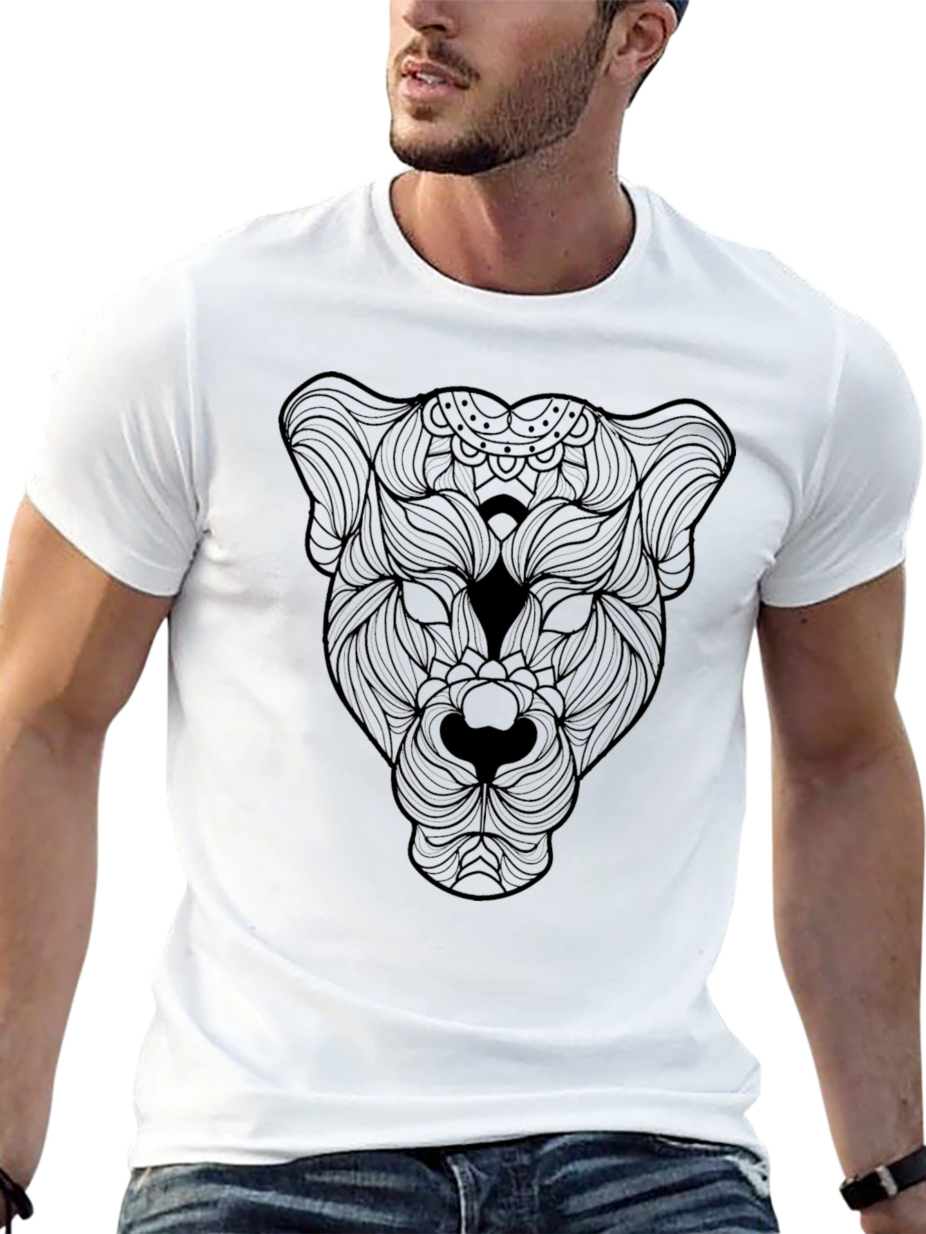 Black Panther Line Art T-Shirt