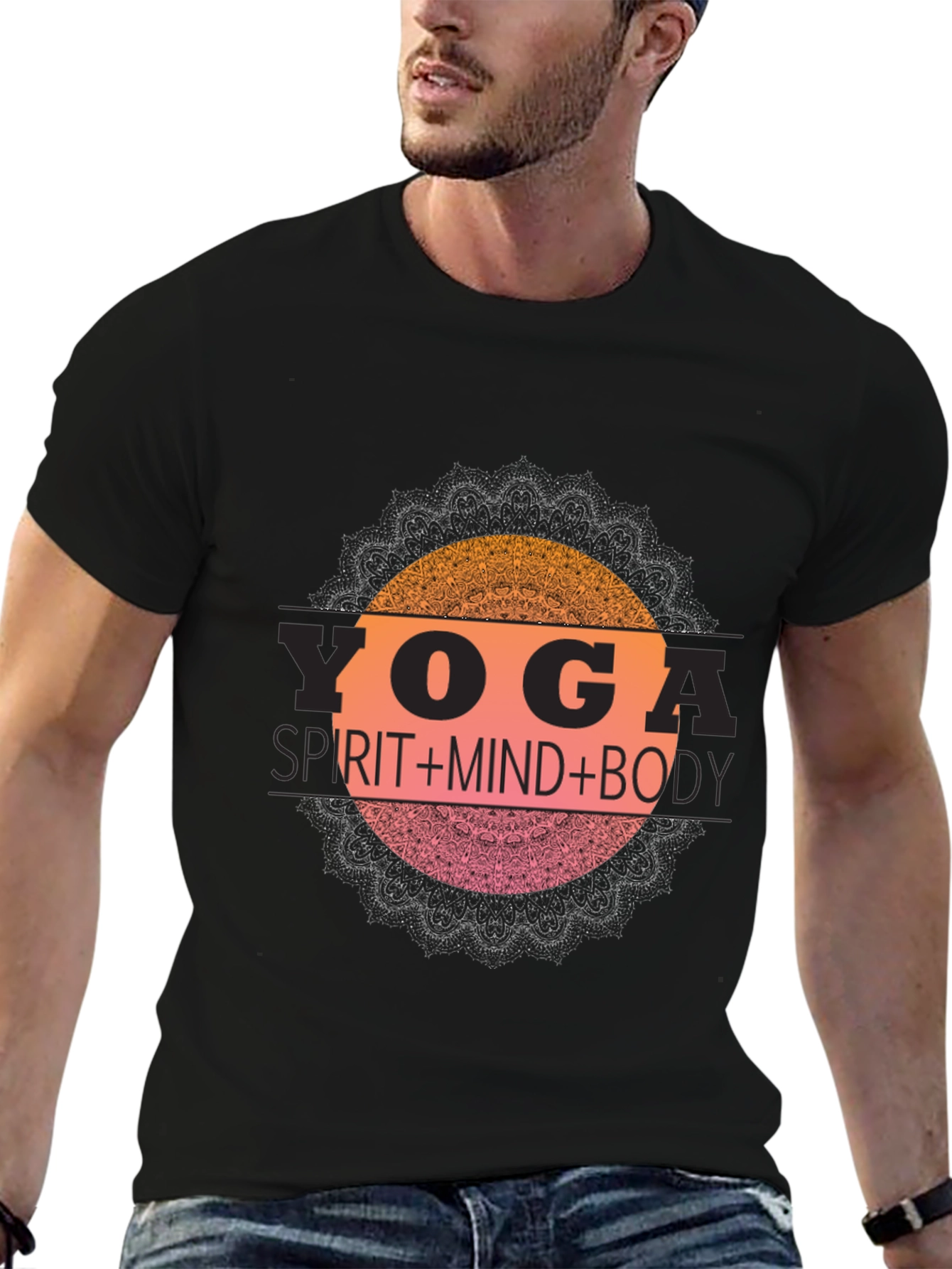 Yoga Spirit Mind Body Black T-Shirt