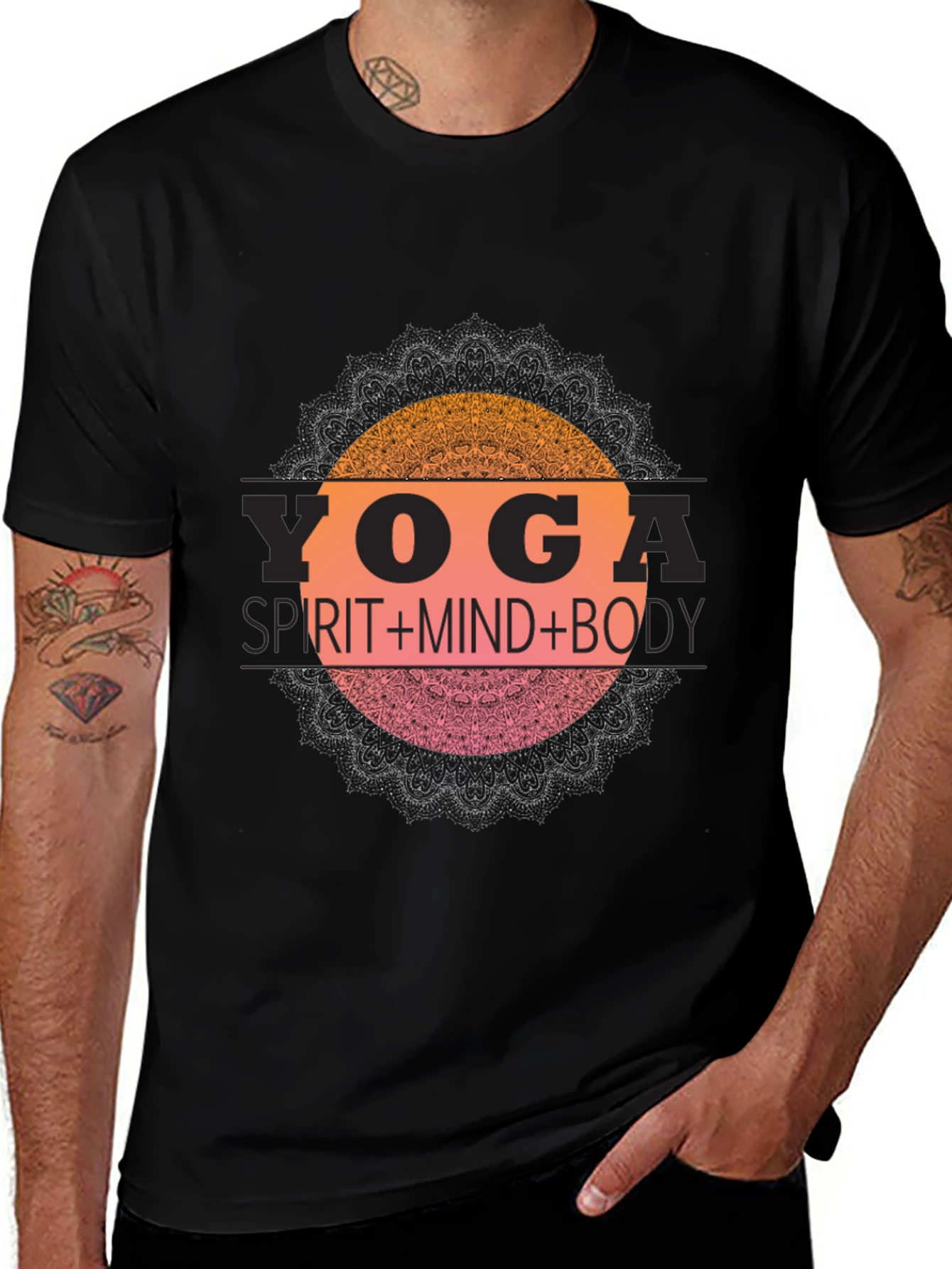 Yoga Spirit Mind Body Black T-Shirt