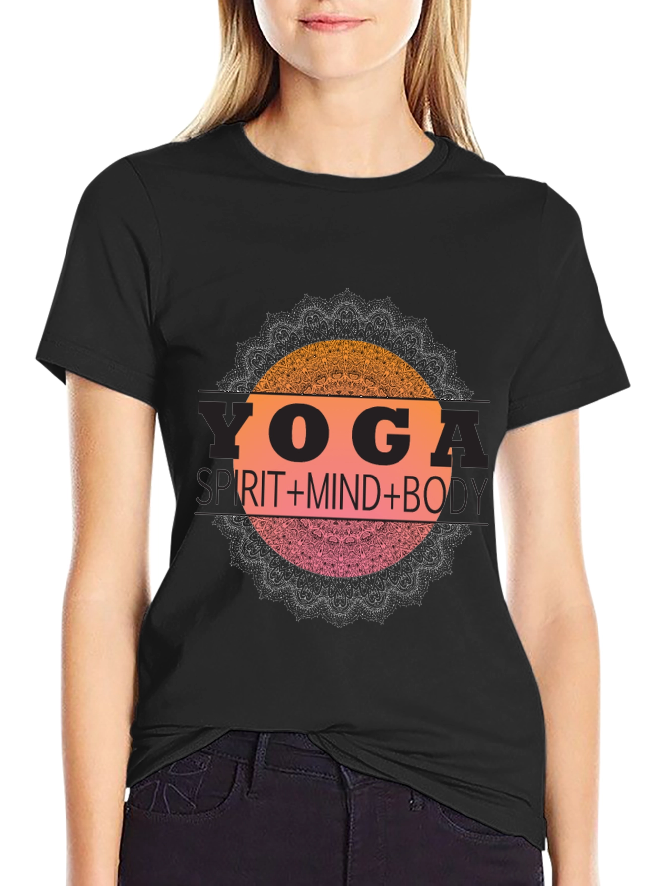 Yoga Spirit Mind Body Black T-Shirt