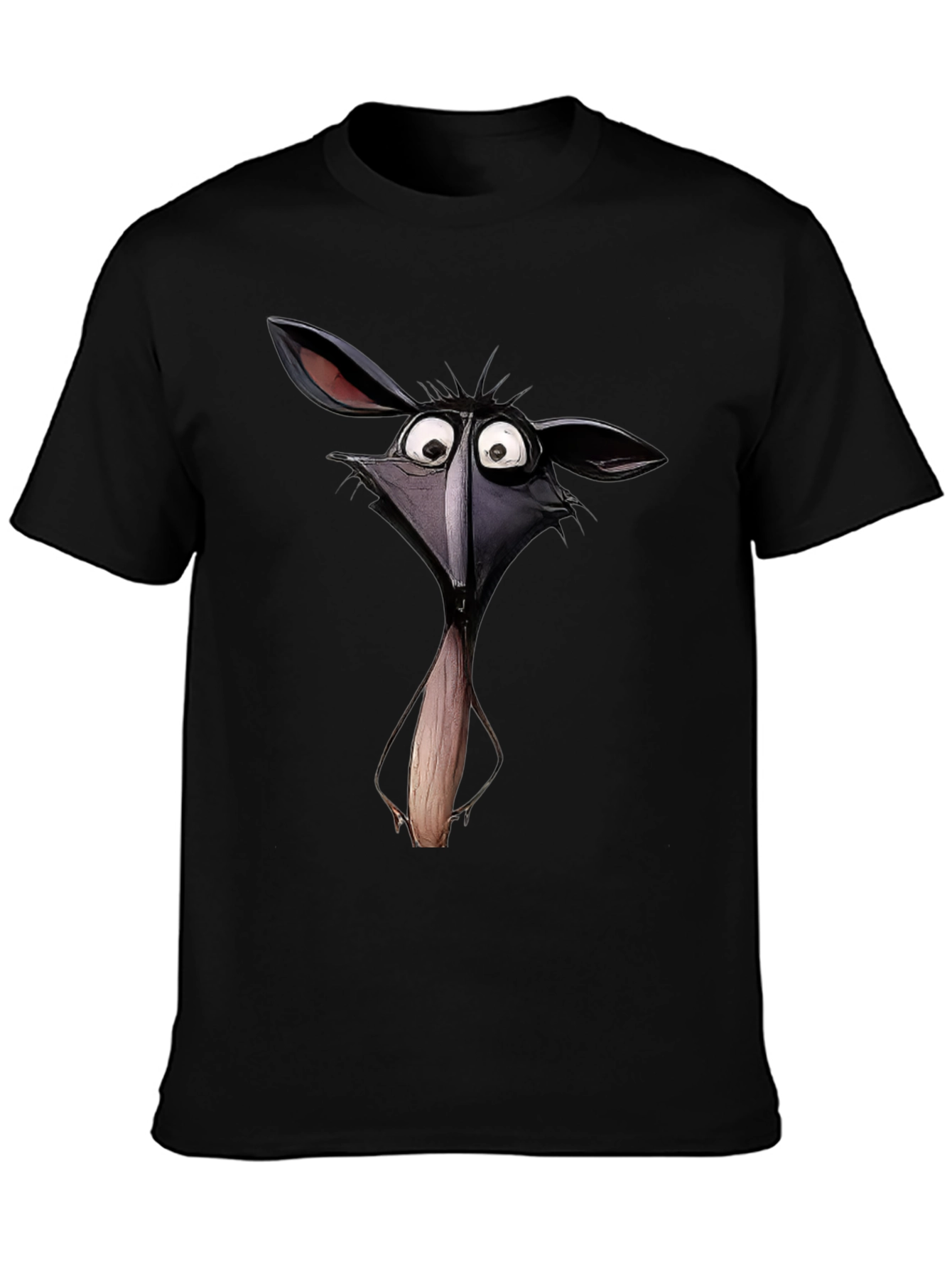 Cartoon Animal Graphic Print Black T-Shirt