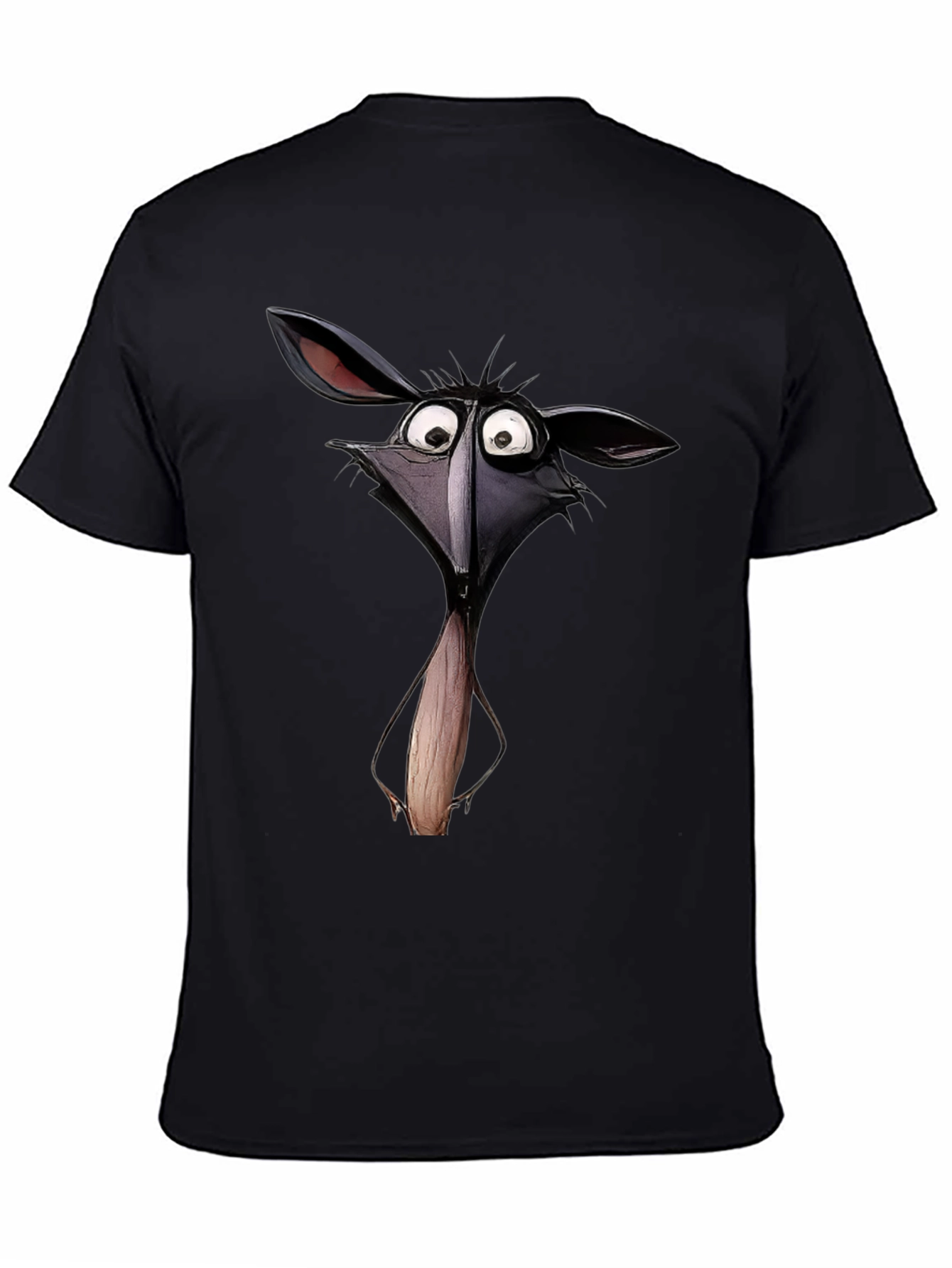 Cartoon Animal Graphic Print Black T-Shirt