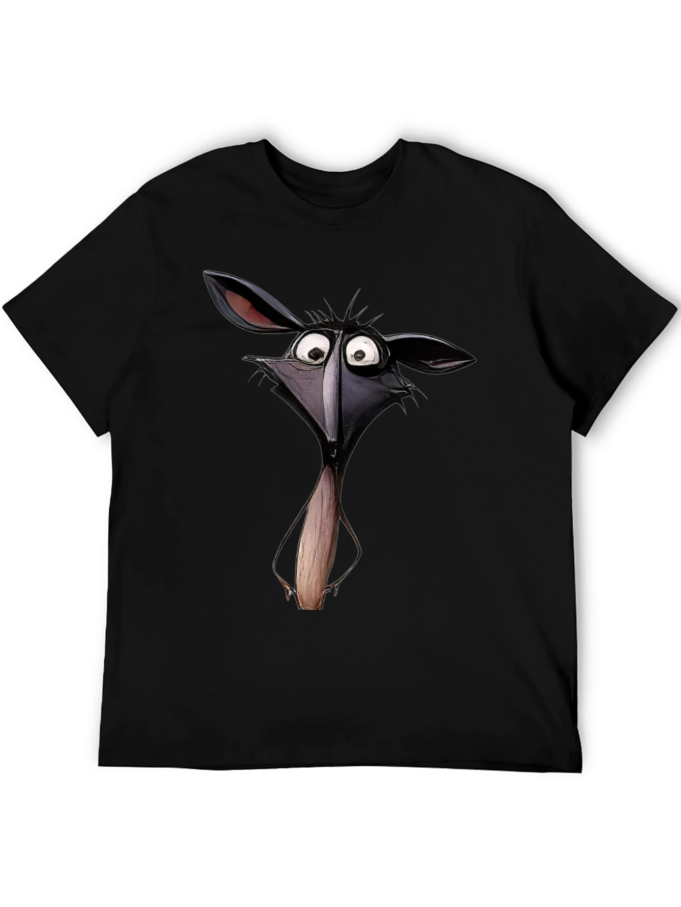 Cartoon Animal Graphic Print Black T-Shirt