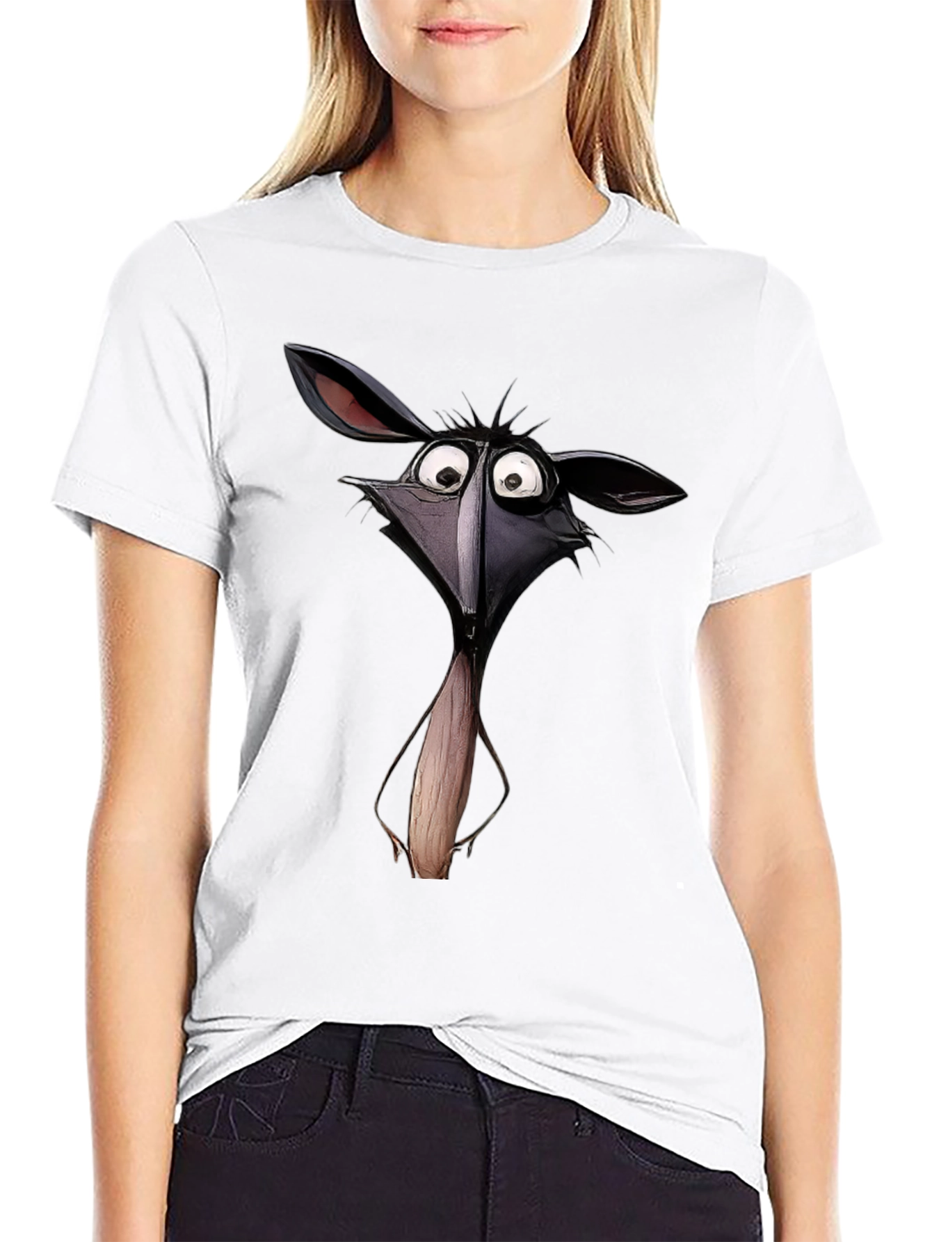 Cartoon Animal Graphic Print Black T-Shirt