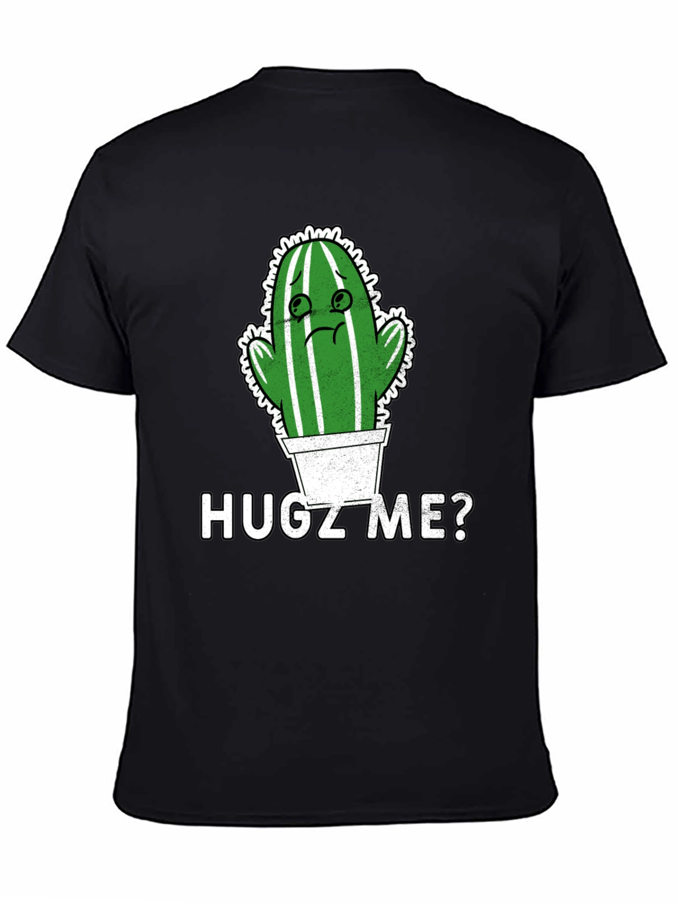 Hugz Me? Cactus Graphic T-Shirt - Black