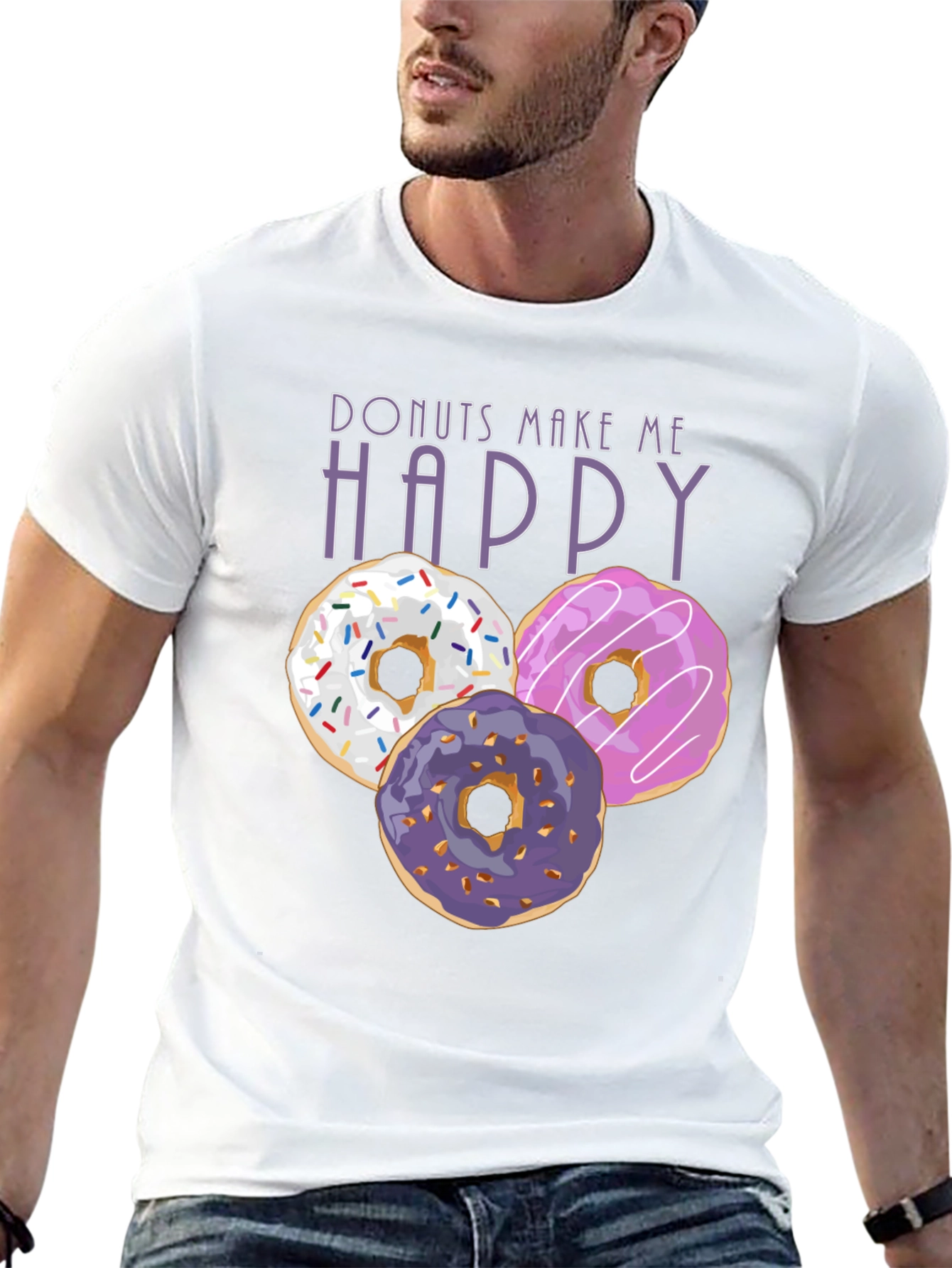 Donuts Make Me Happy Graphic Tee - Foodie Fashion