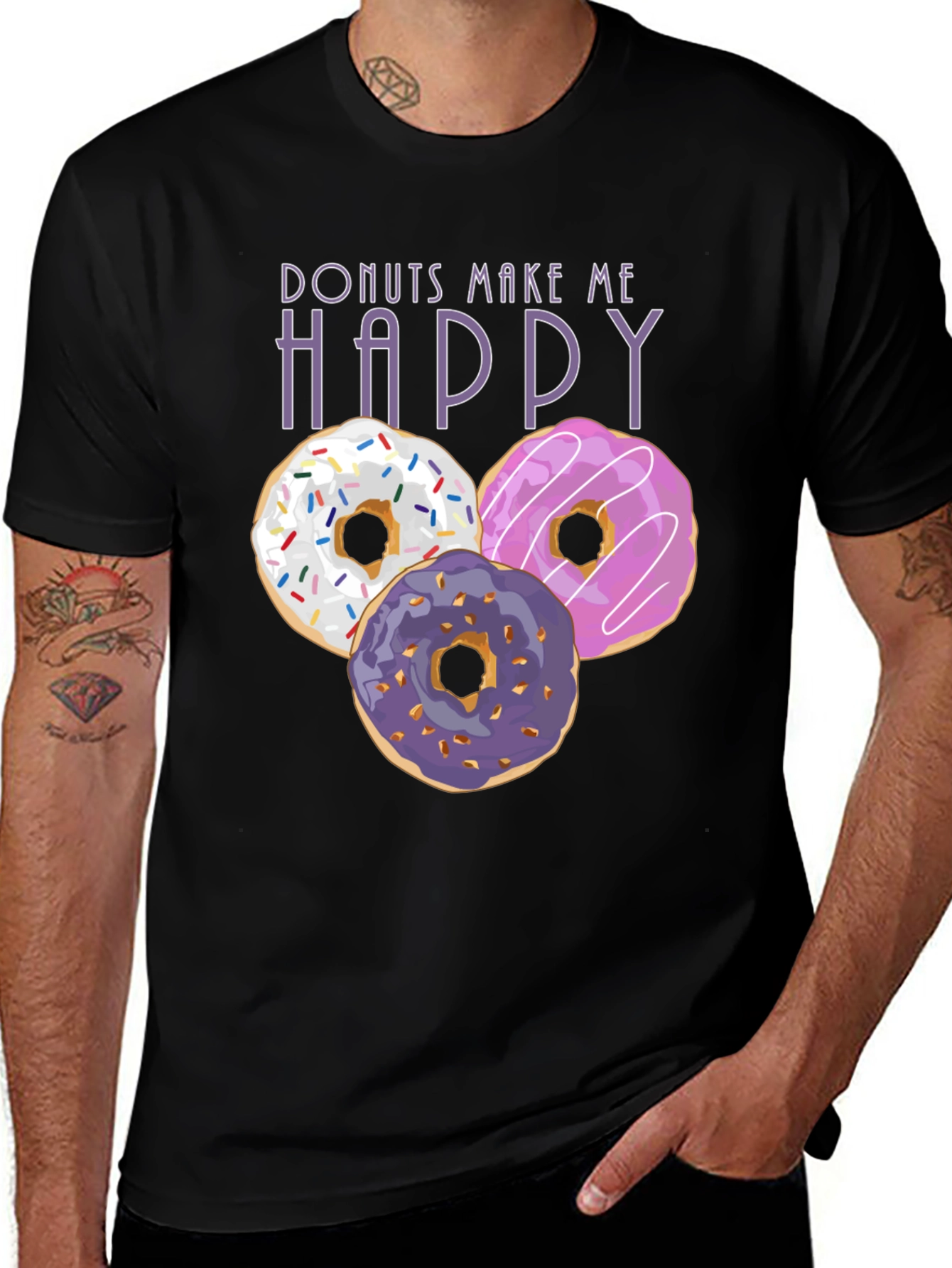 Donuts Make Me Happy Graphic Tee - Foodie Fashion