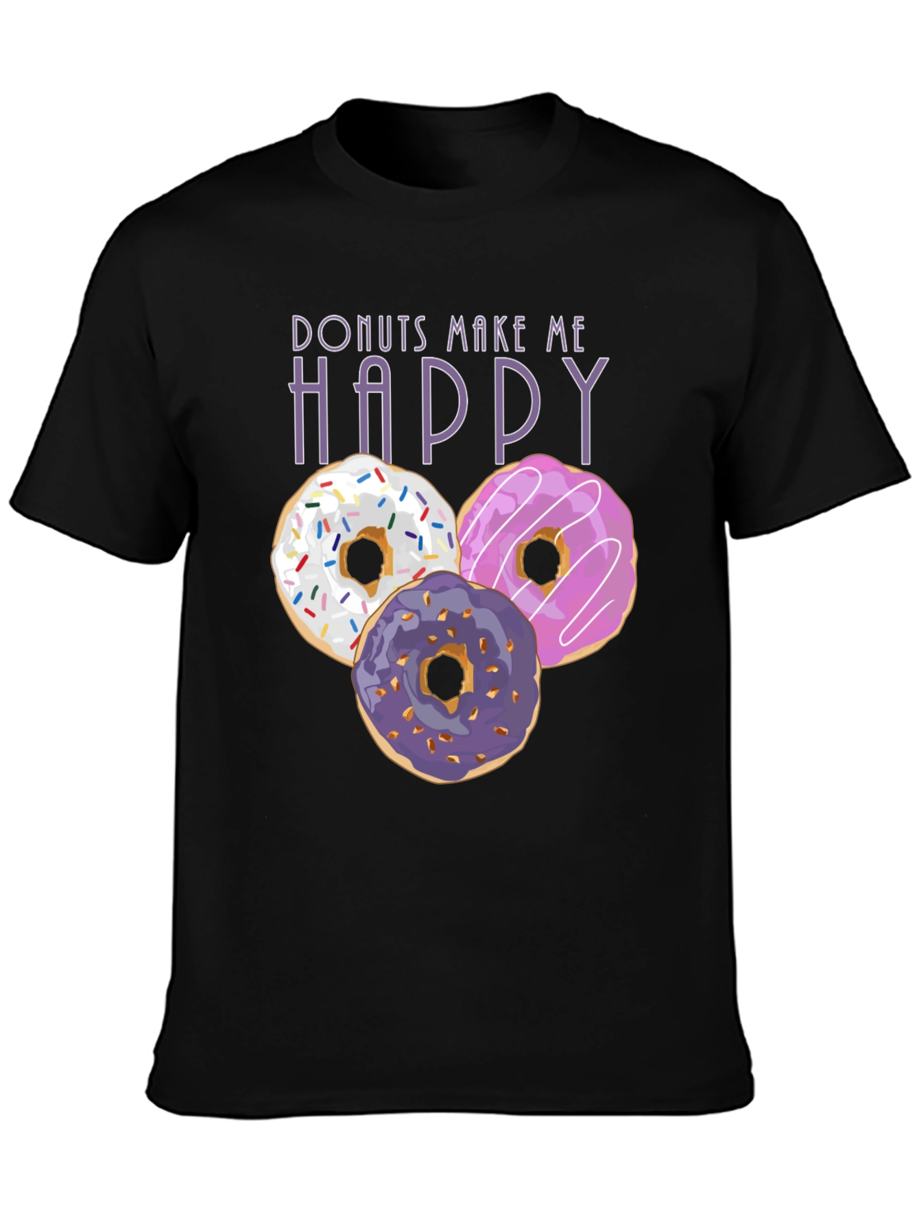 Donuts Make Me Happy Graphic Tee - Foodie Fashion