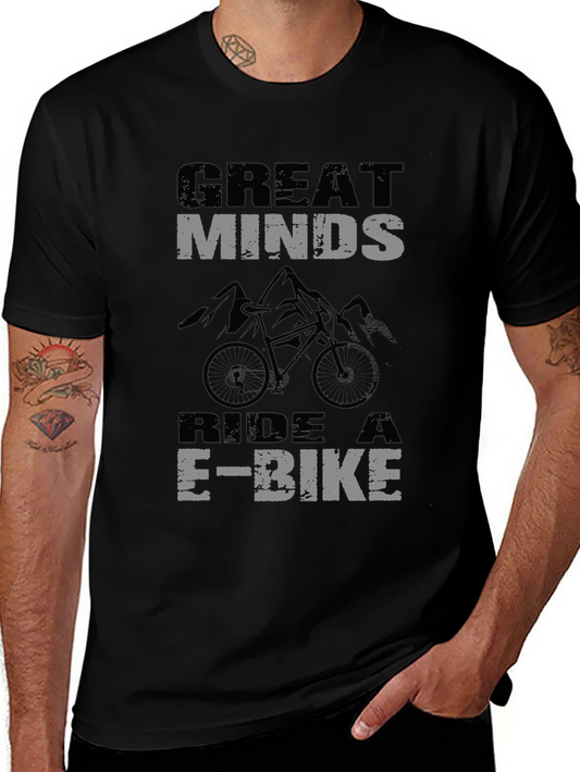 Great Minds Ride E-Bike T-Shirt Mountain Bike Graphic Tee