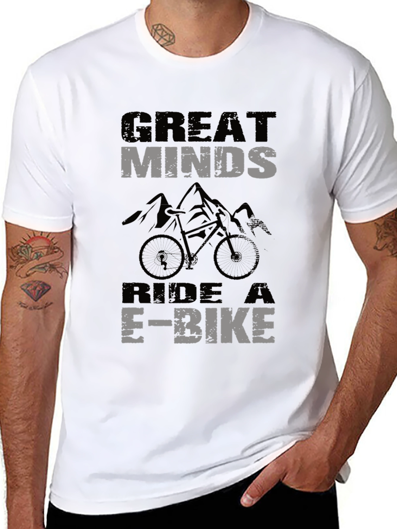 Great Minds Ride E-Bike T-Shirt Mountain Bike Graphic Tee