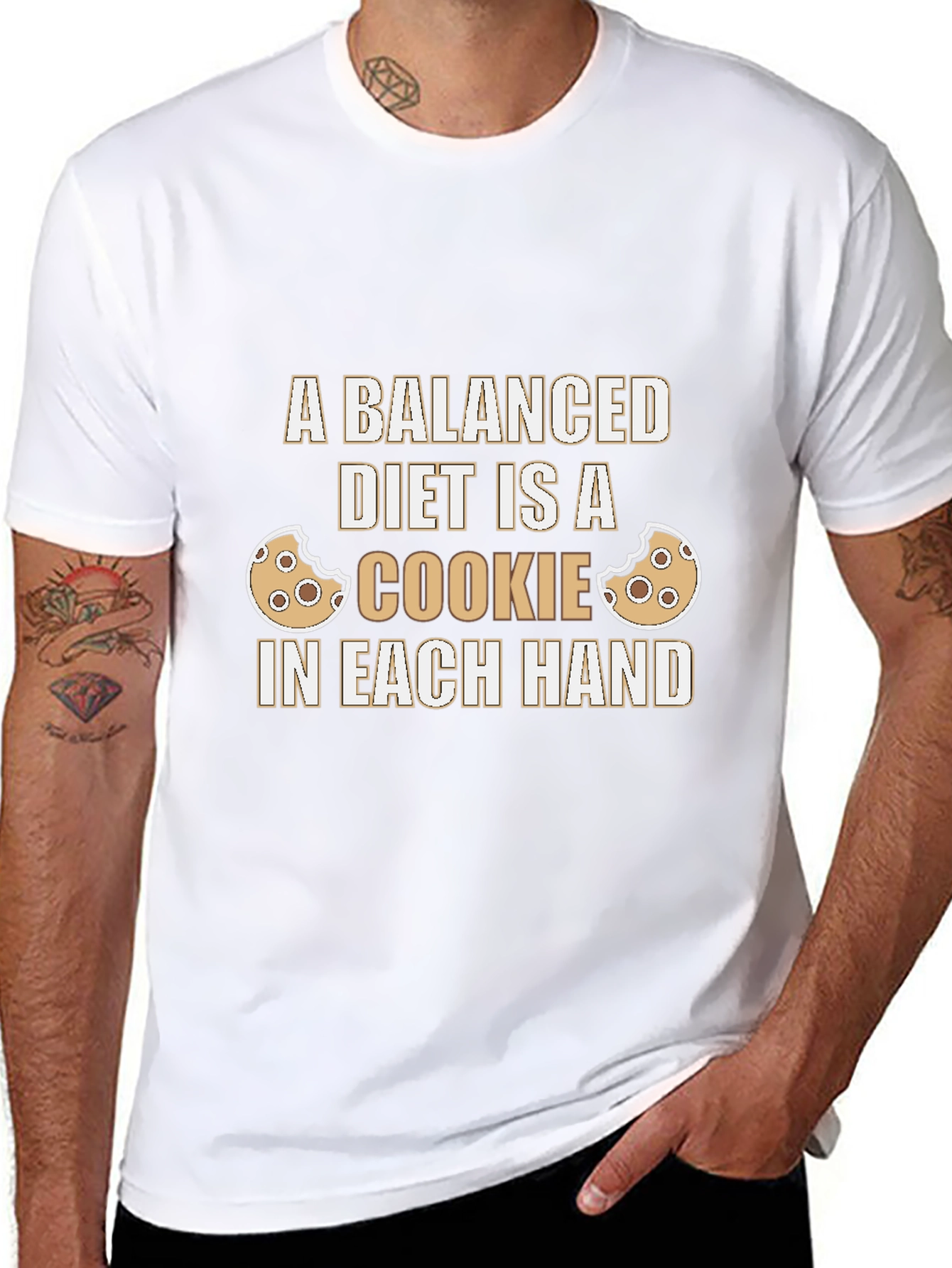 Funny Balanced Diet Cookie Graphic T-Shirt