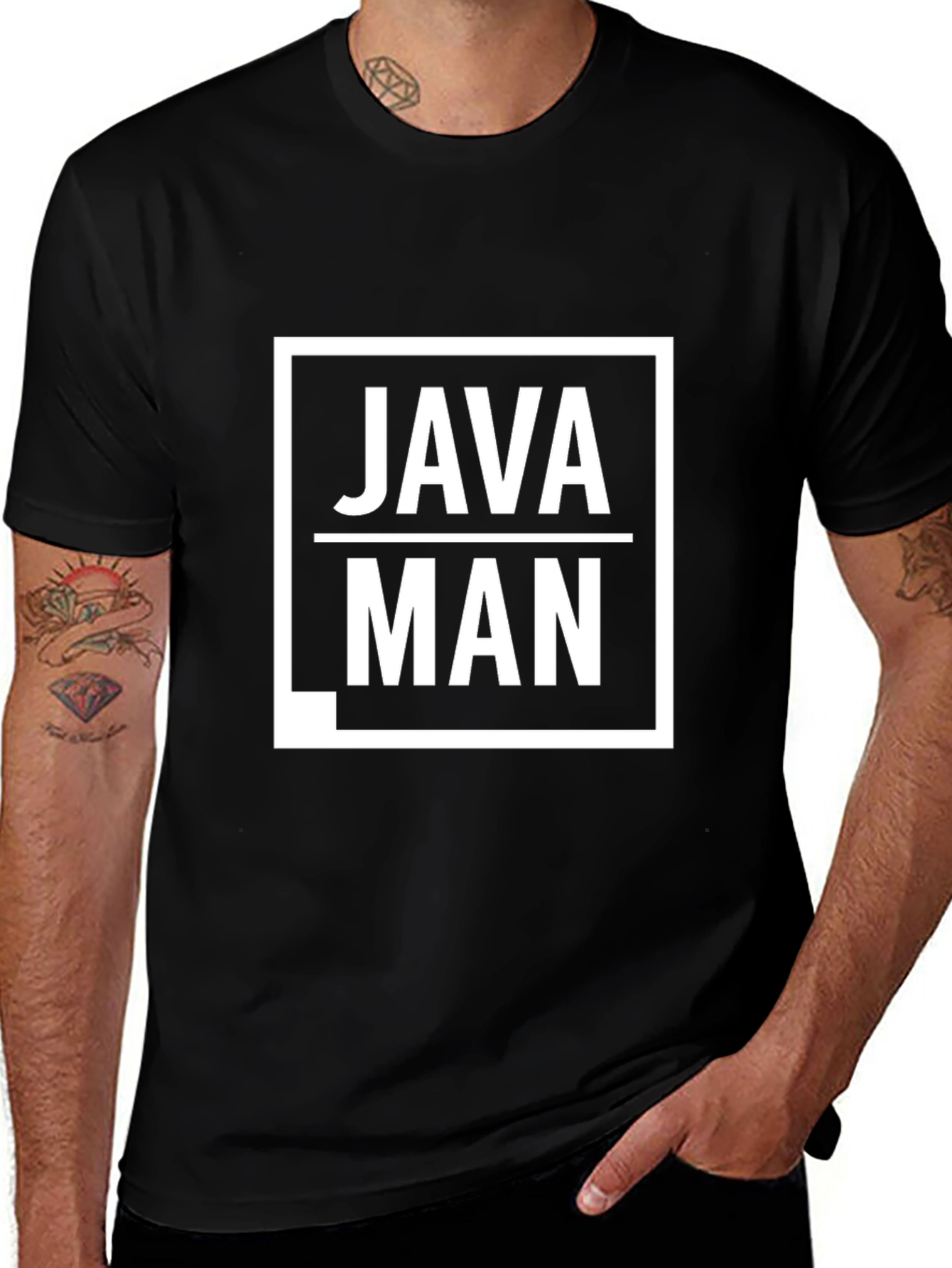 Java Man Graphic T-Shirt - Black Cotton Tee