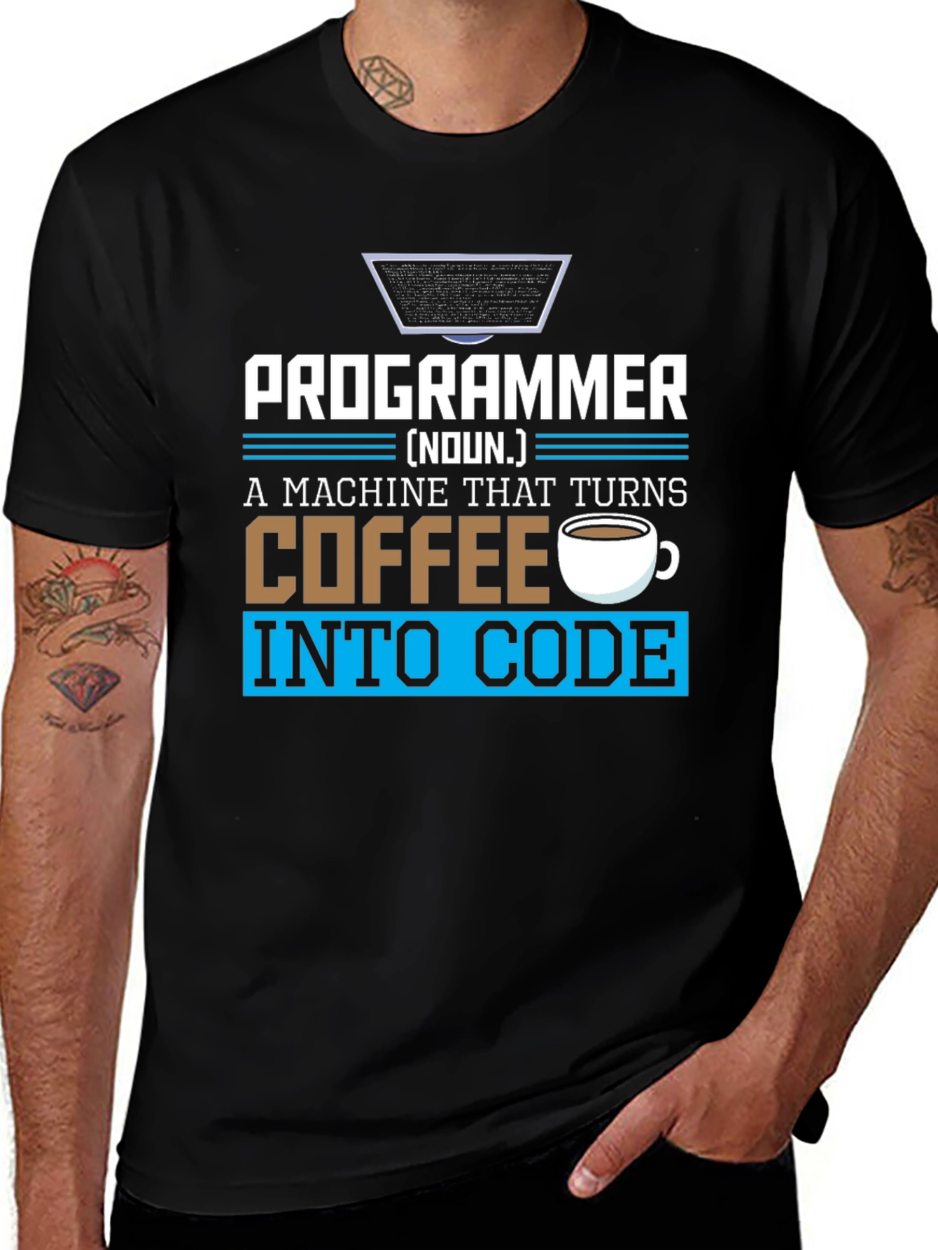 Programmer Coffee to Code Black Graphic T-Shirt
