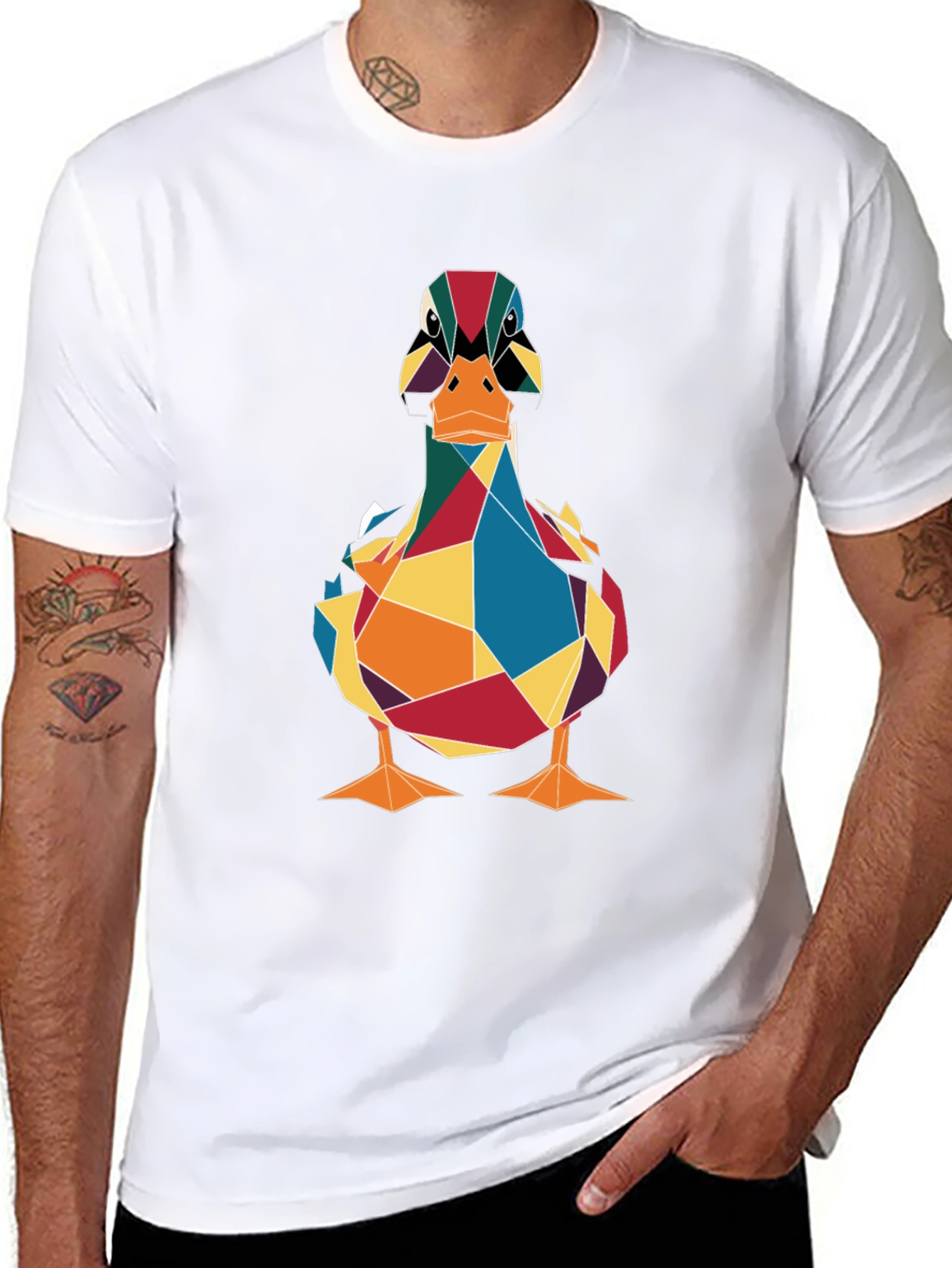 Geometric Duck Graphic Tee - Stylish Mens T-Shirt
