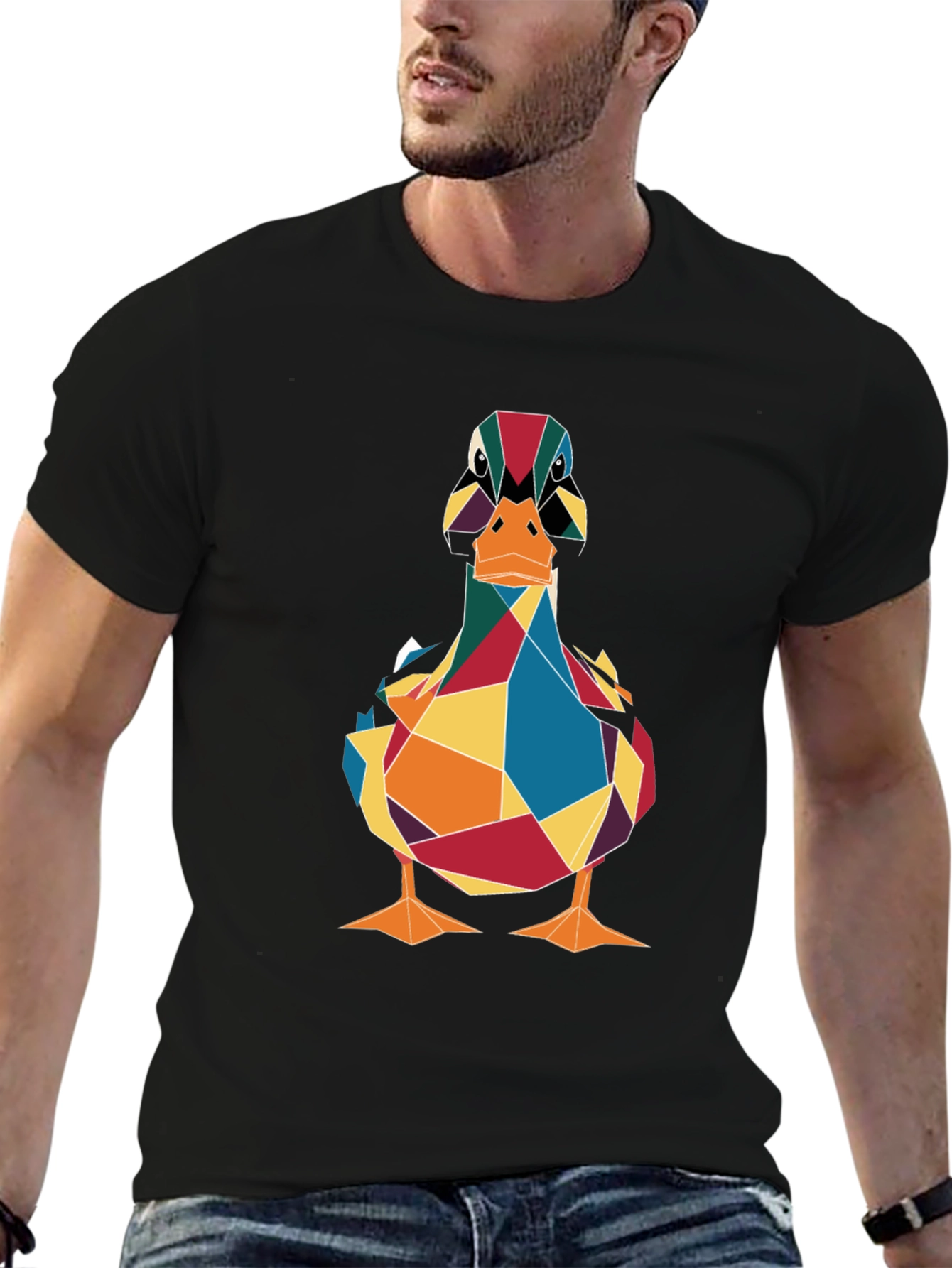Geometric Duck Graphic Tee - Stylish Mens T-Shirt