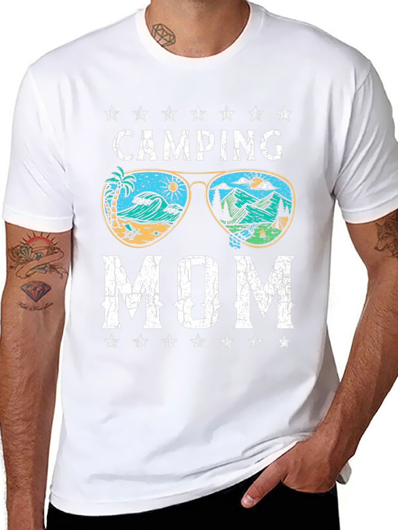Camping Mom Black Graphic T-Shirt