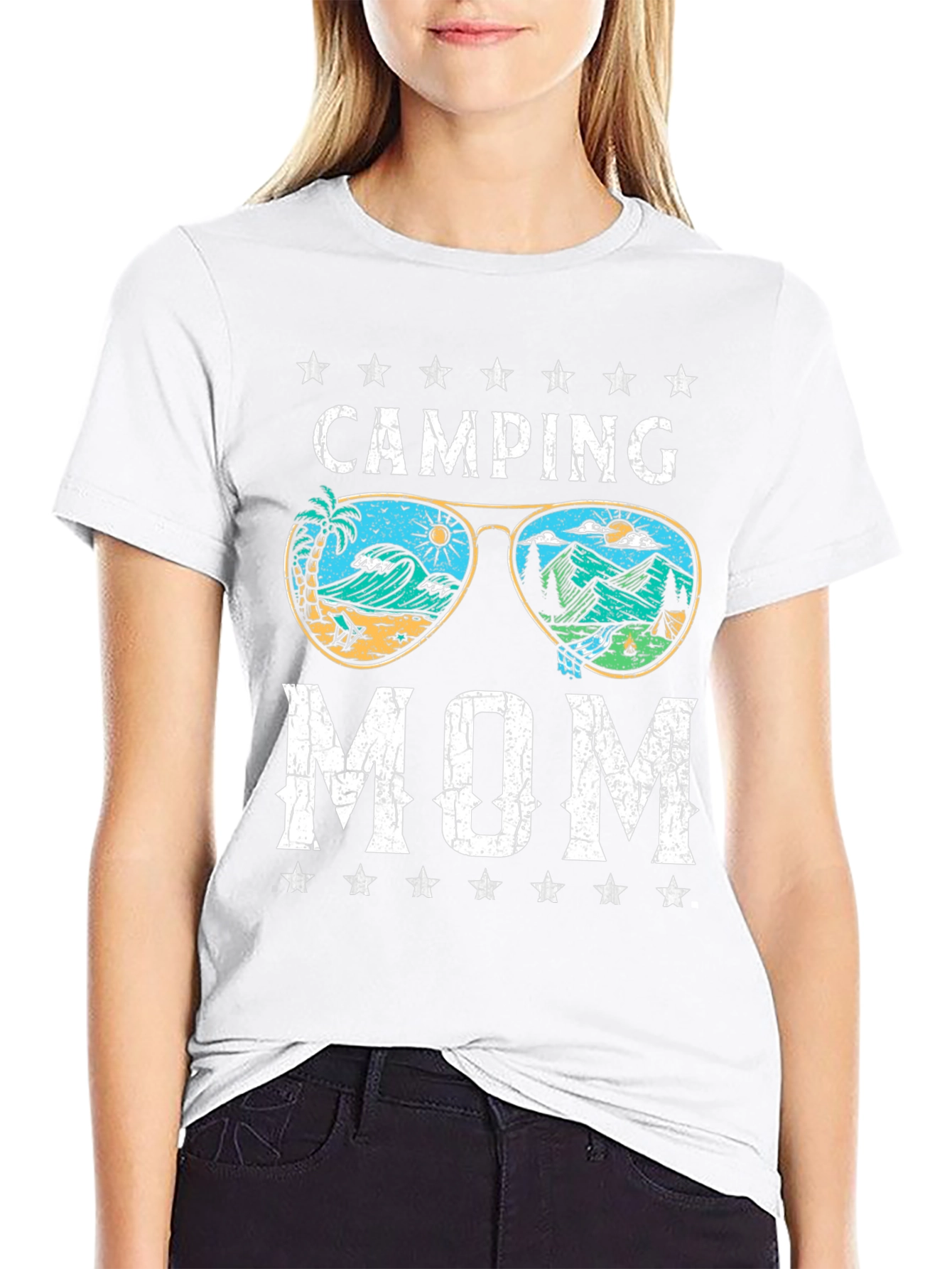 Camping Mom Black Graphic T-Shirt
