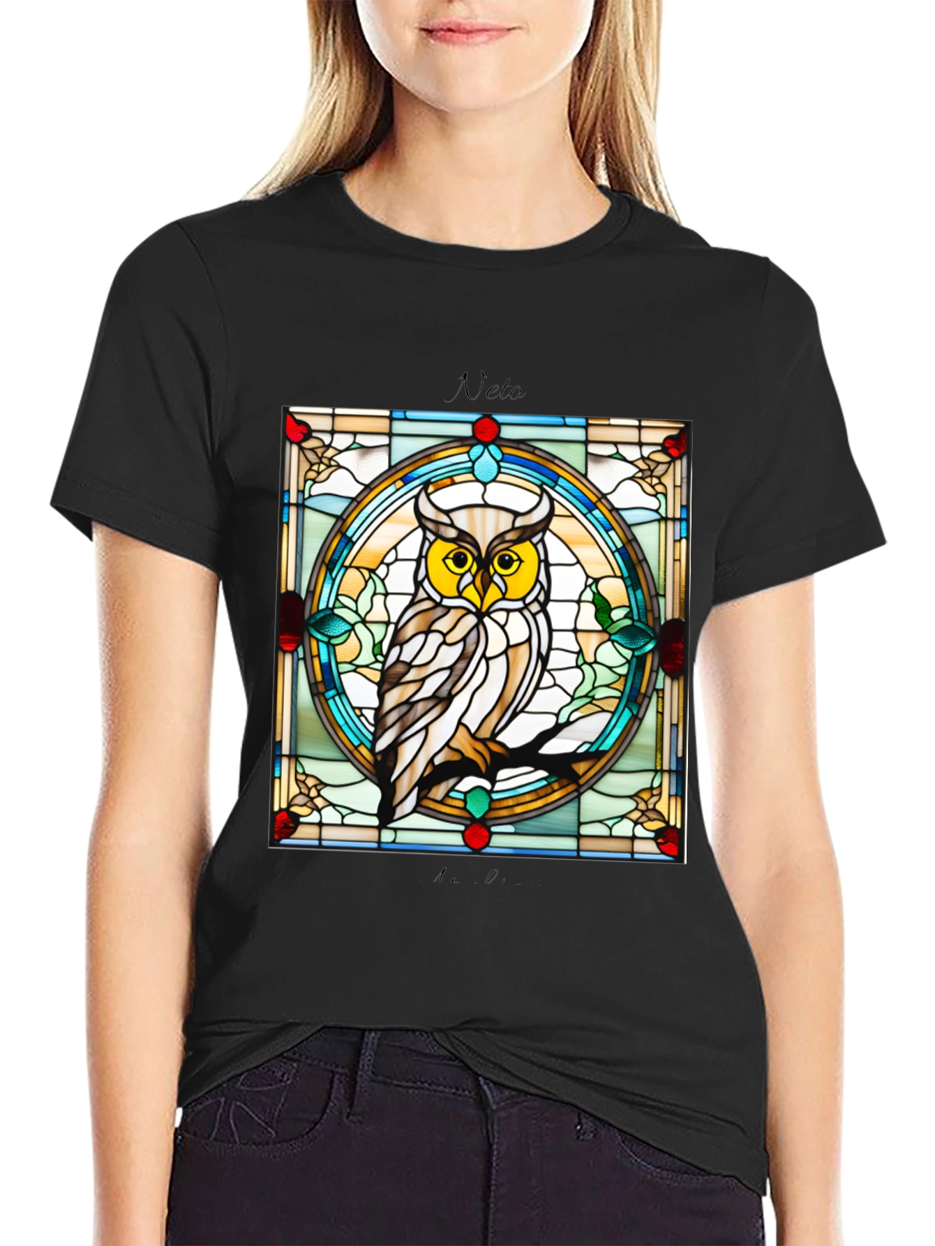 Stained Glass Owl Graphic Tee