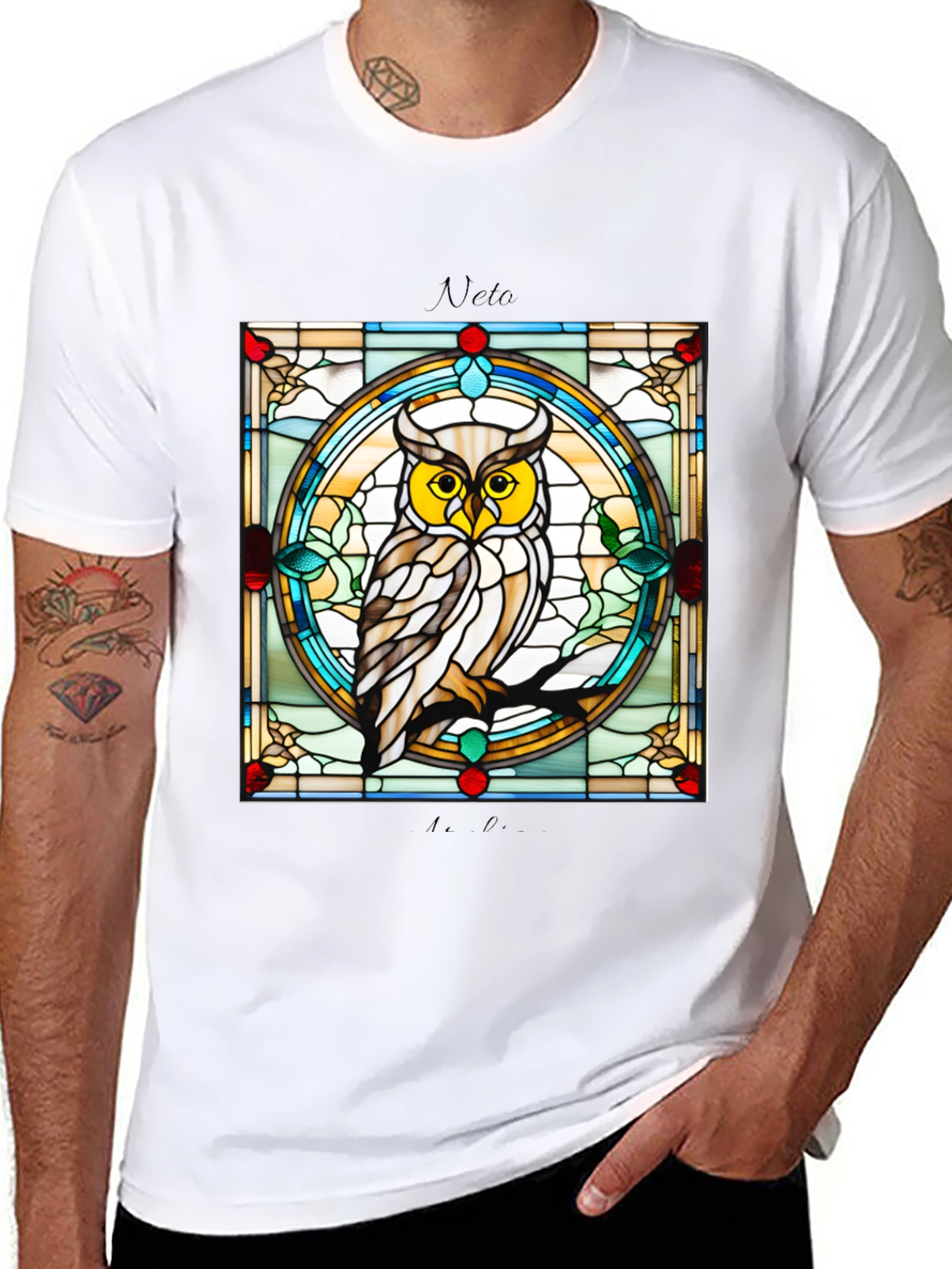 Stained Glass Owl Graphic Tee