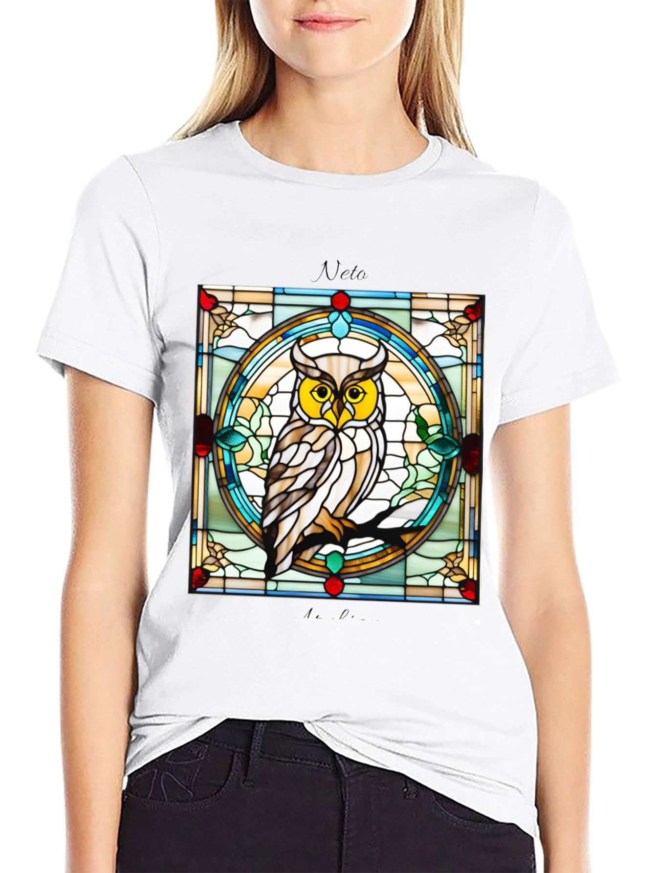 Stained Glass Owl Graphic Tee