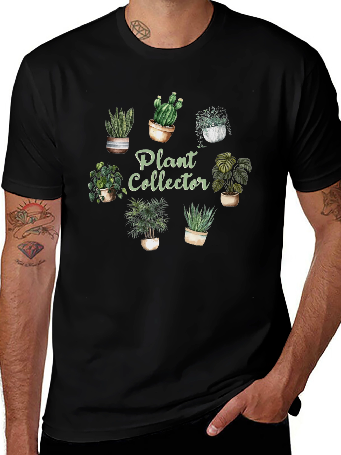 Plant Collector Graphic Tee - Black Cotton Shirt