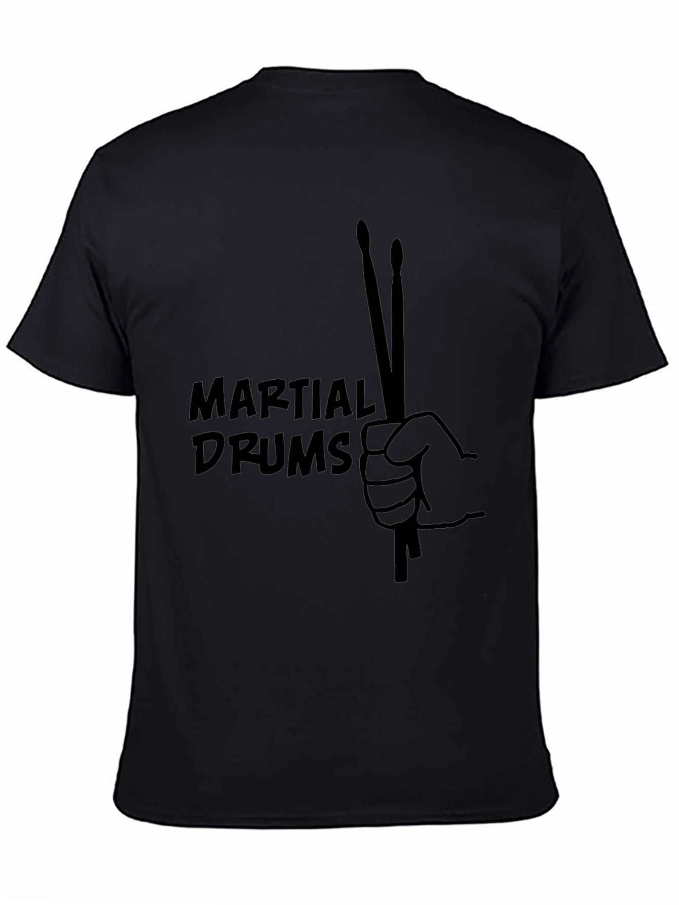 Martial Drums Black T-Shirt Drummer Musician Tee