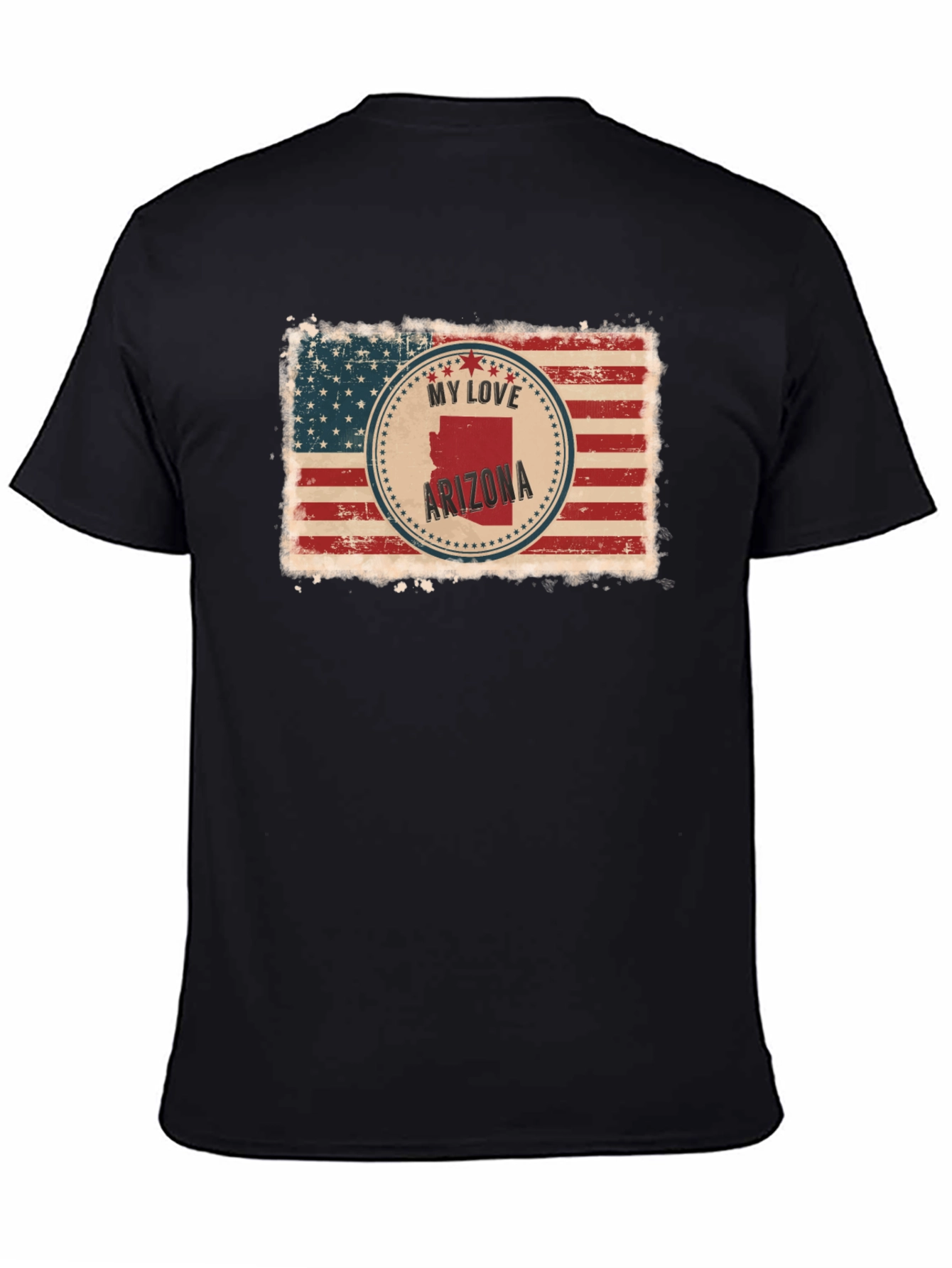 My Love Arizona American Flag Black T-Shirt