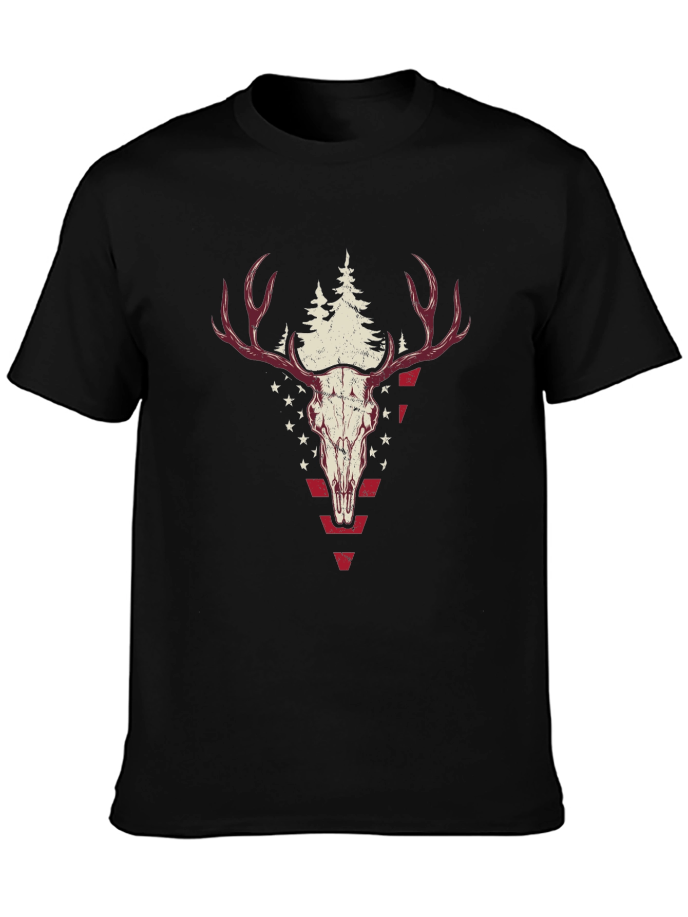 Deer Skull Graphic Tee - Black Casual Shirt