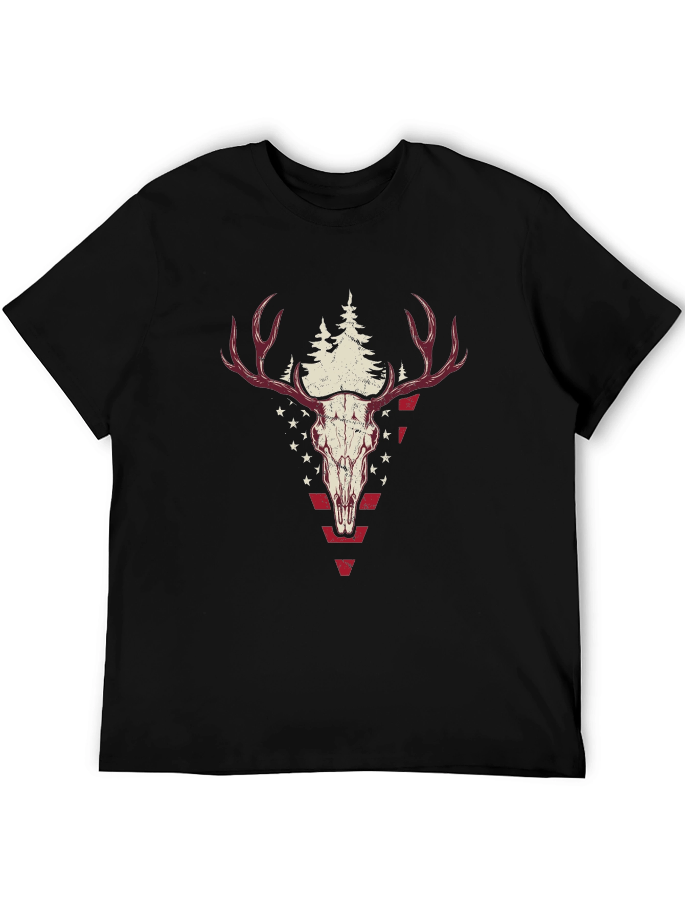 Deer Skull Graphic Tee - Black Casual Shirt