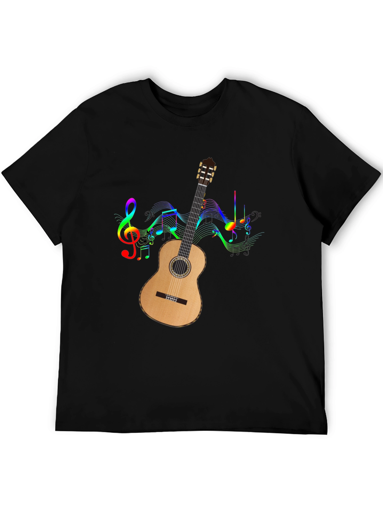 Musical Guitar Graphic Tee - Mens Black T-Shirt