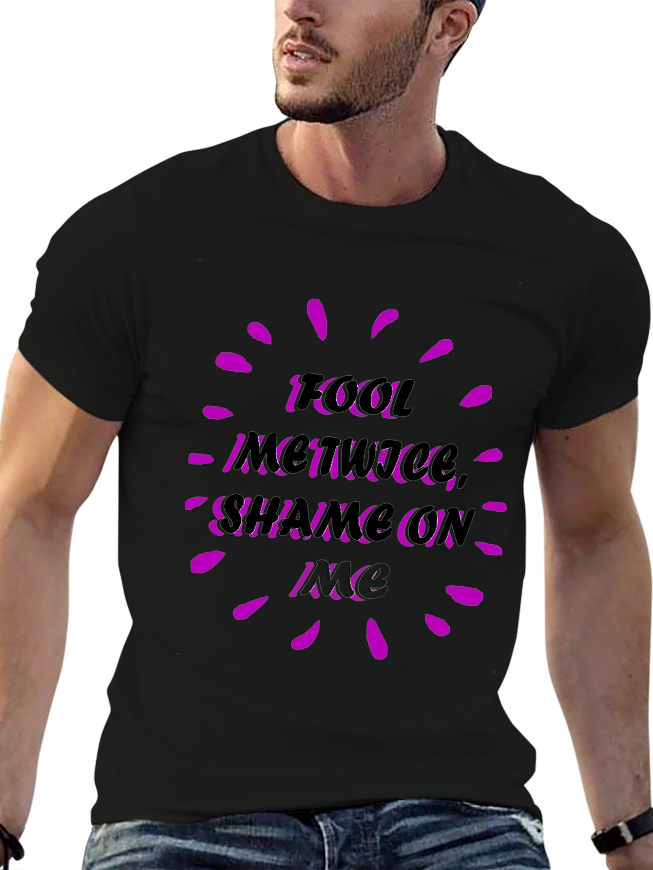 Fool Me Twice Graphic Tee - Black Casual Shirt