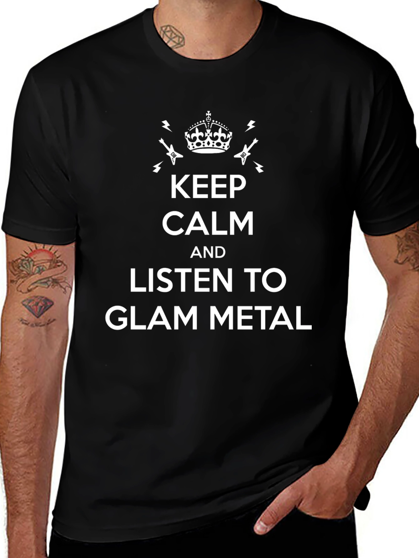 Keep Calm Glam Metal T-Shirt - Black