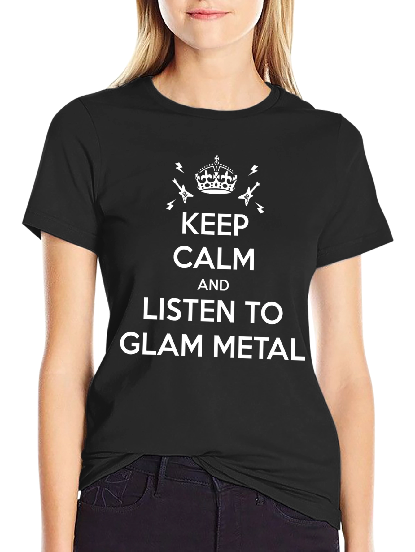 Keep Calm Glam Metal T-Shirt - Black