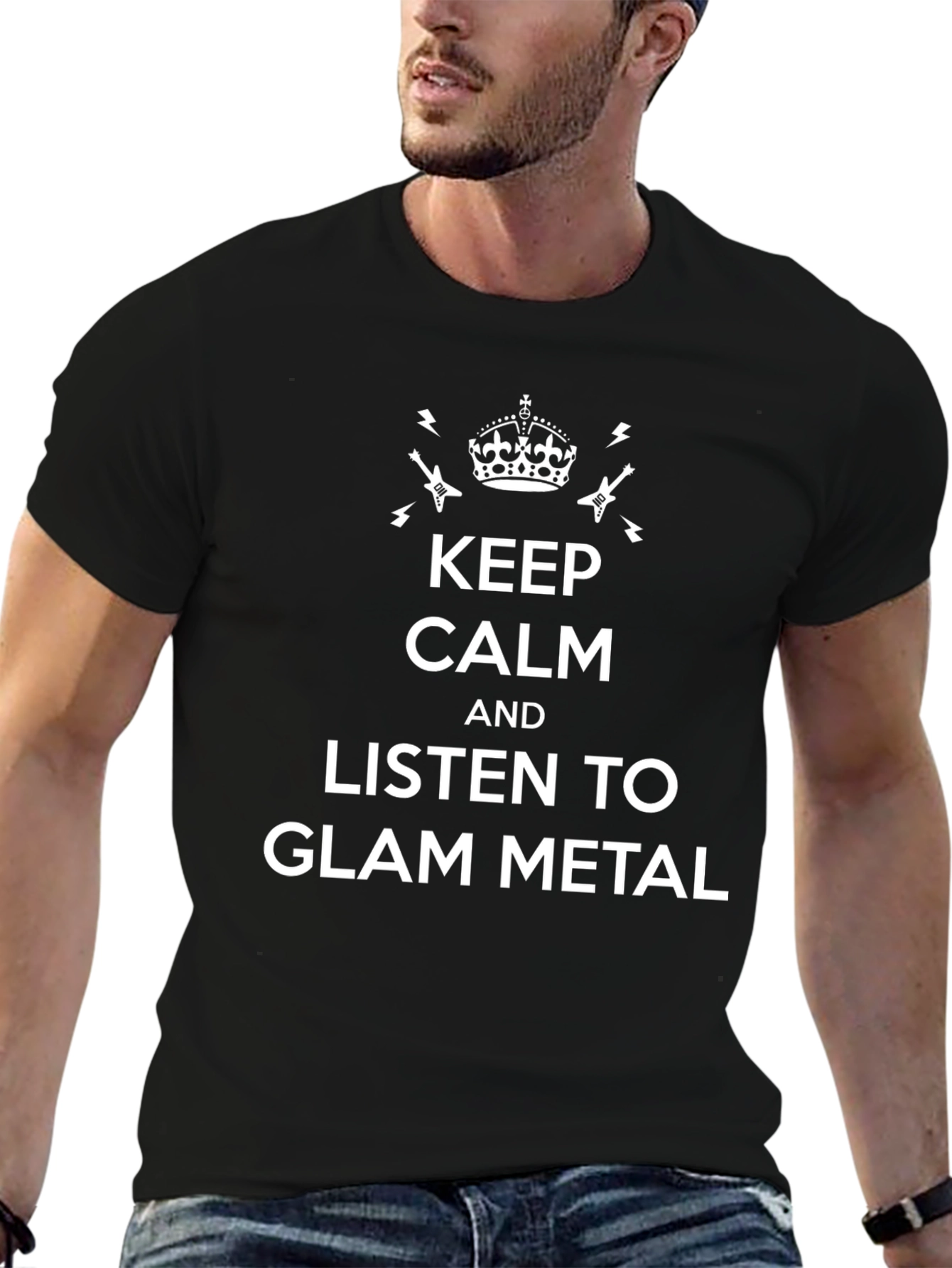 Keep Calm Glam Metal T-Shirt - Black