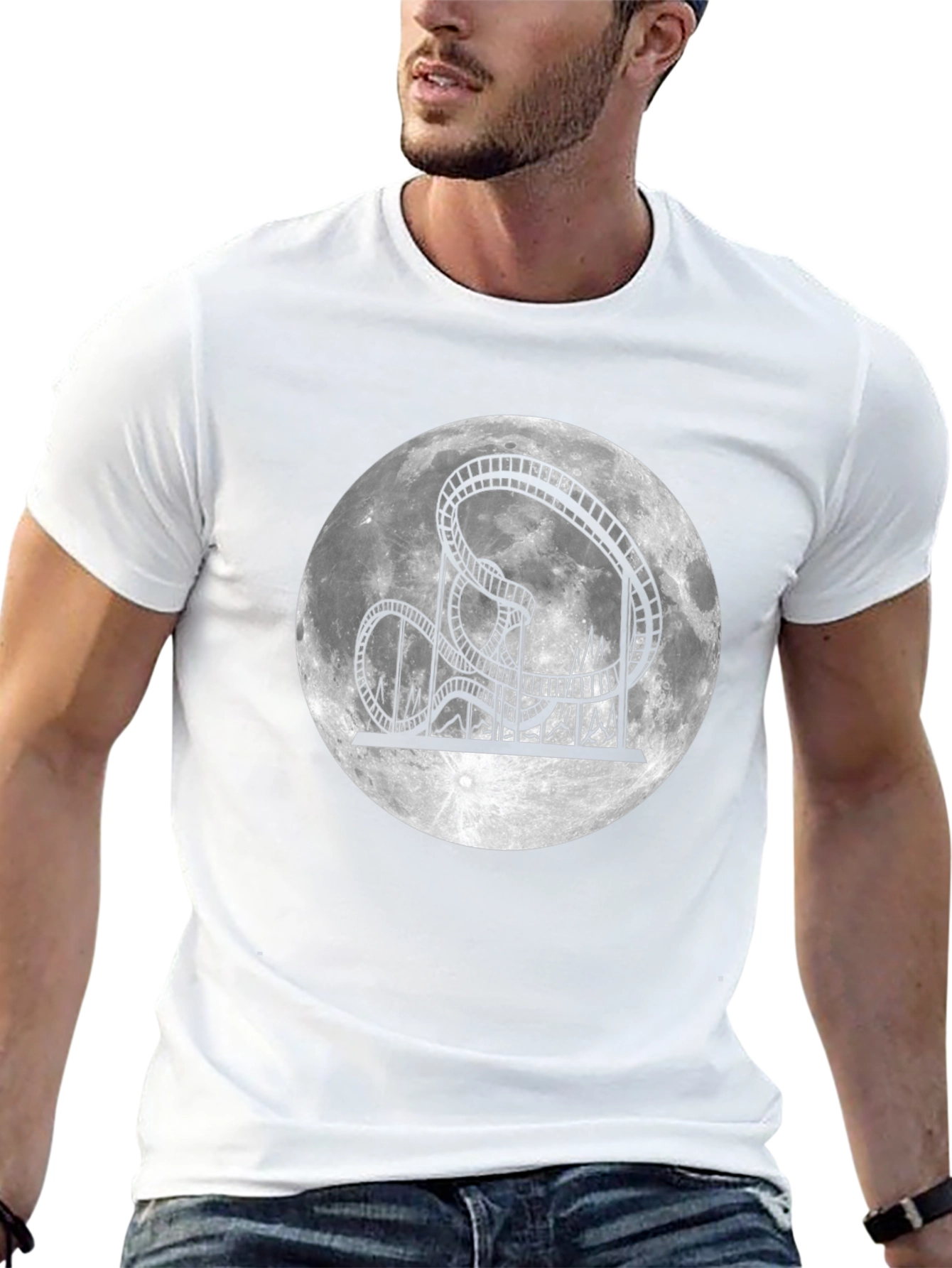 Rollercoaster Moon Black T-Shirt