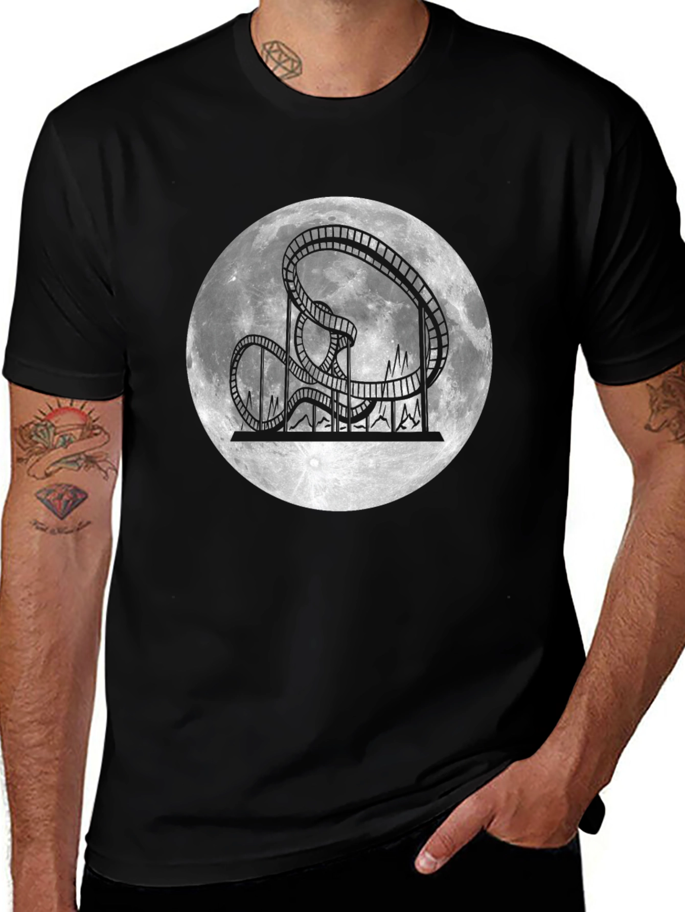 Rollercoaster Moon Black T-Shirt