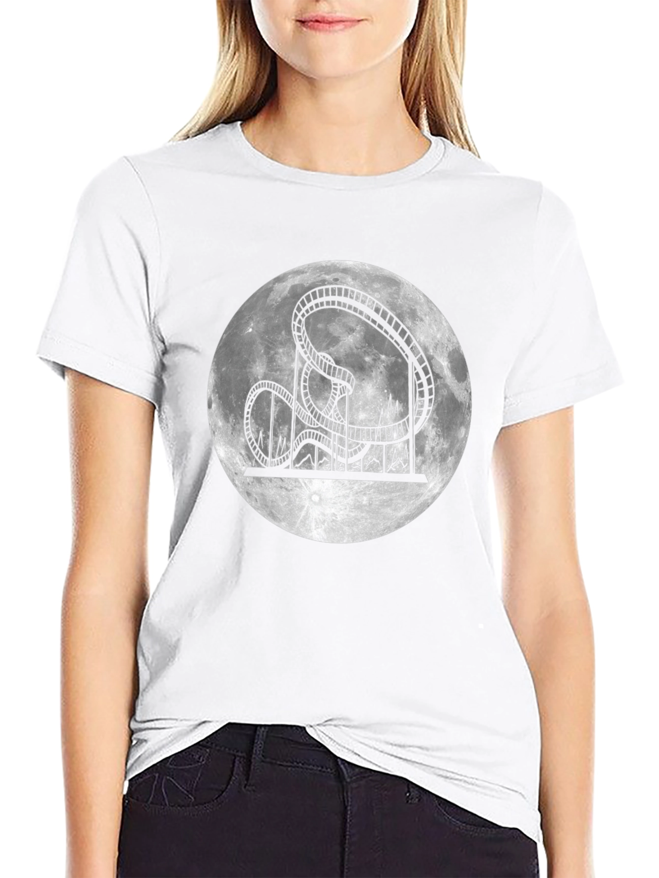 Rollercoaster Moon Black T-Shirt