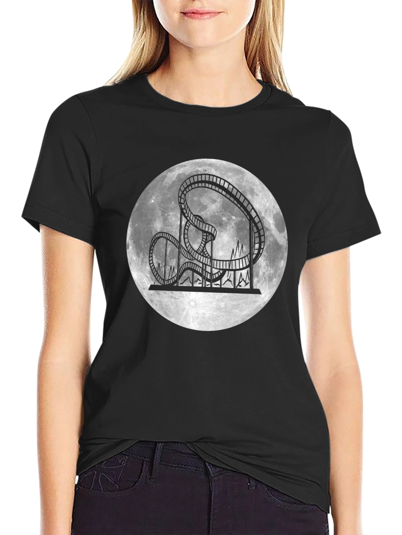 Rollercoaster Moon Black T-Shirt